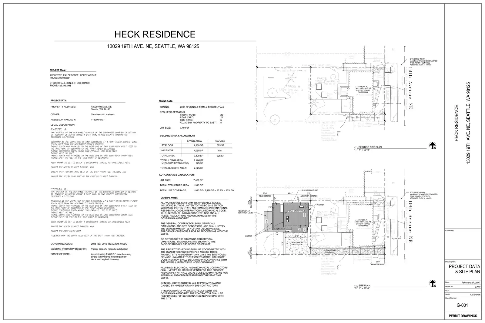 Site plan for 13029 19th Ave NE
