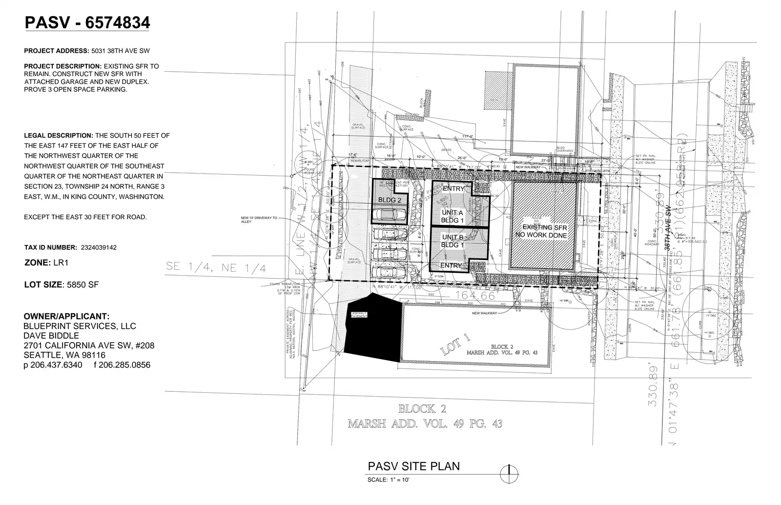 Site plan for 5029 38th Ave SW