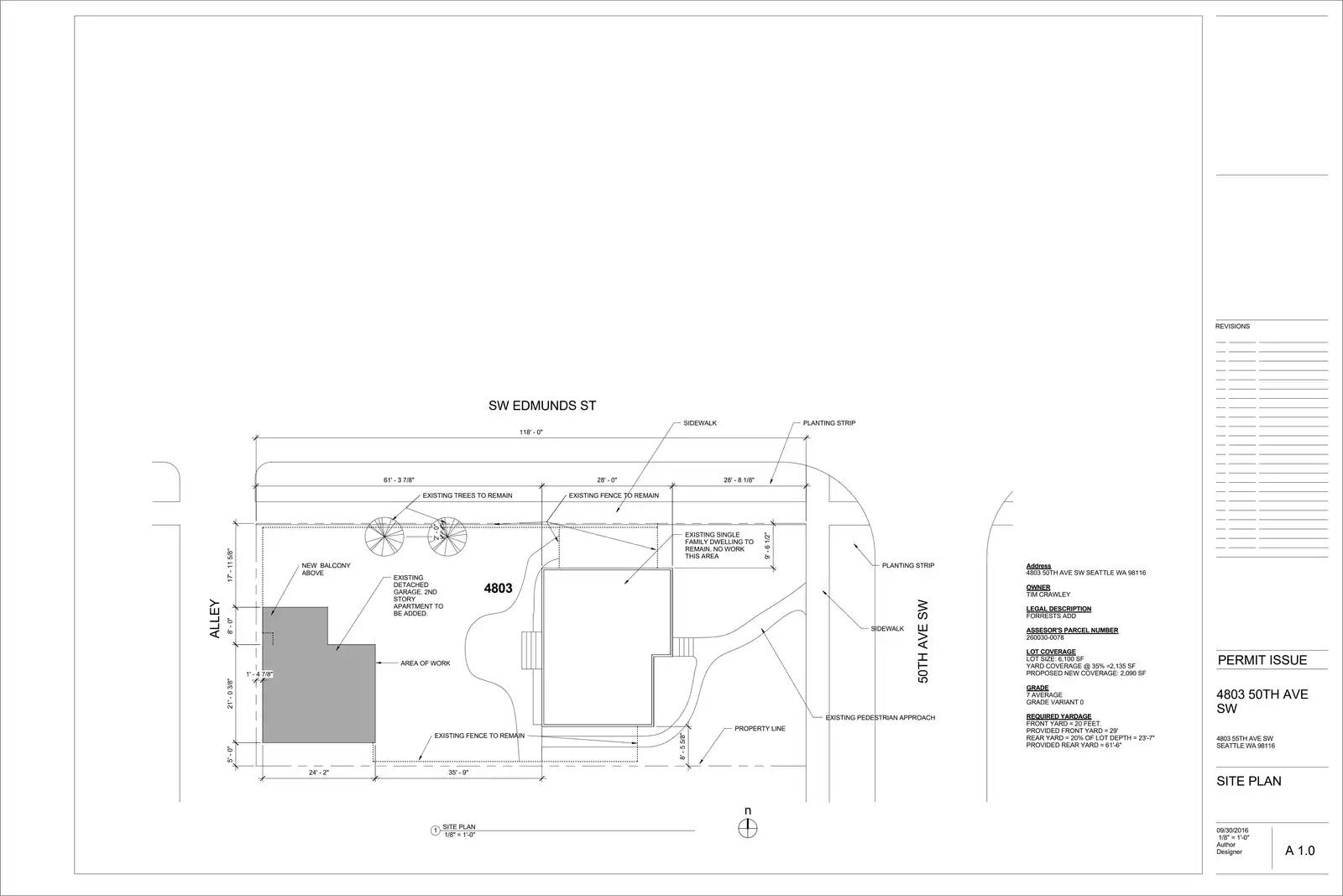 Site plan for 4803 50th Ave SW