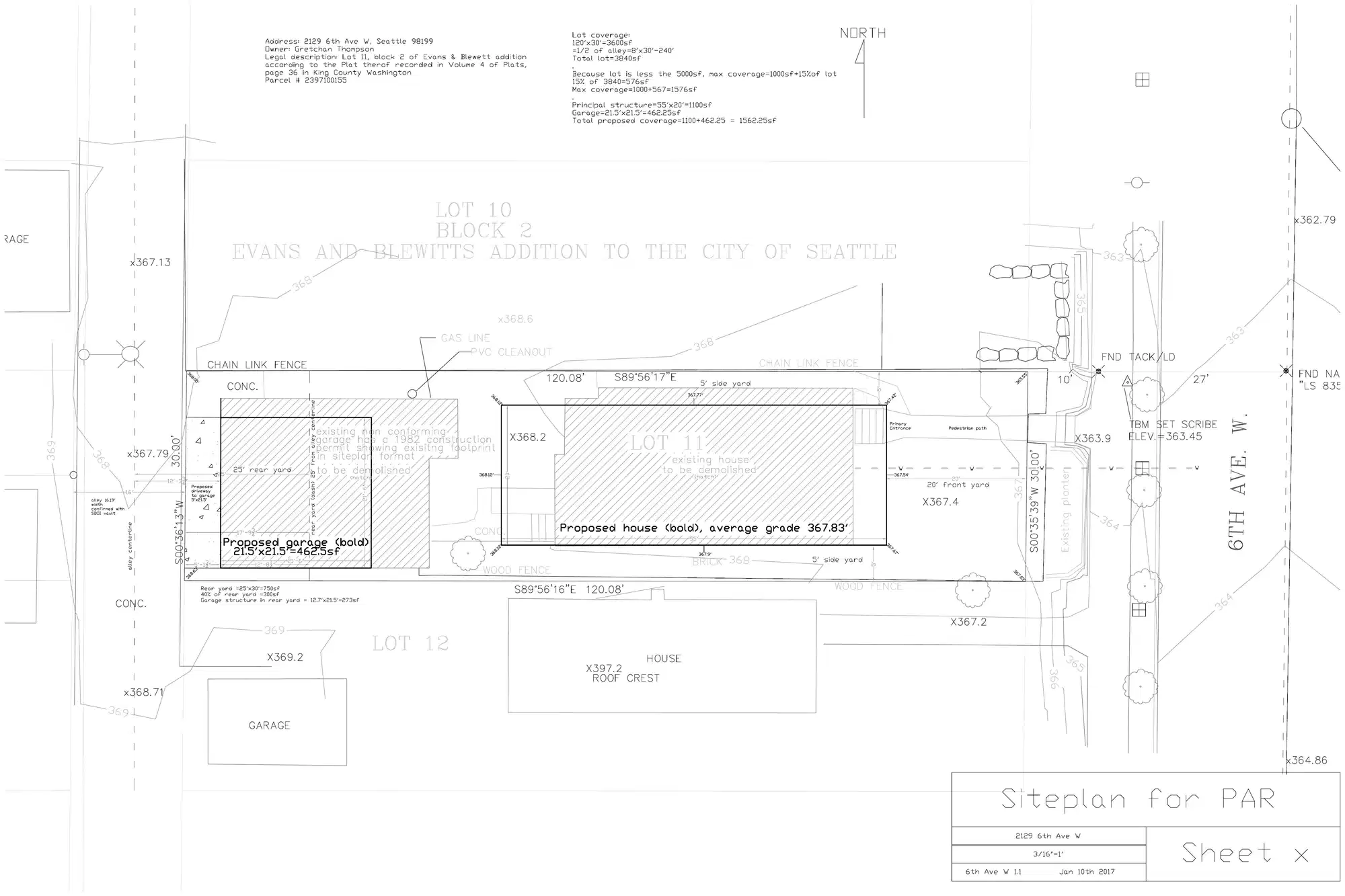 Site plan for 2129 6th Ave W