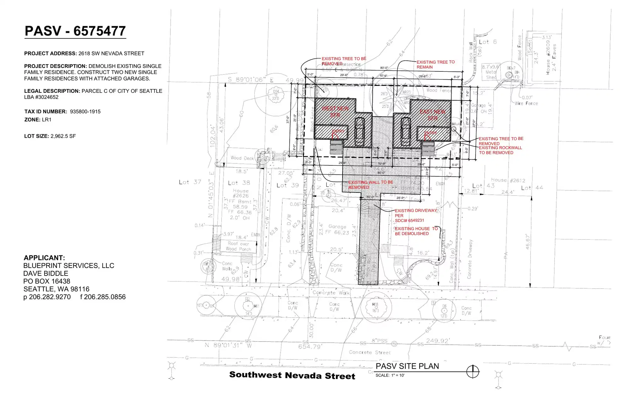 Site plan for 2620 SW Nevada St