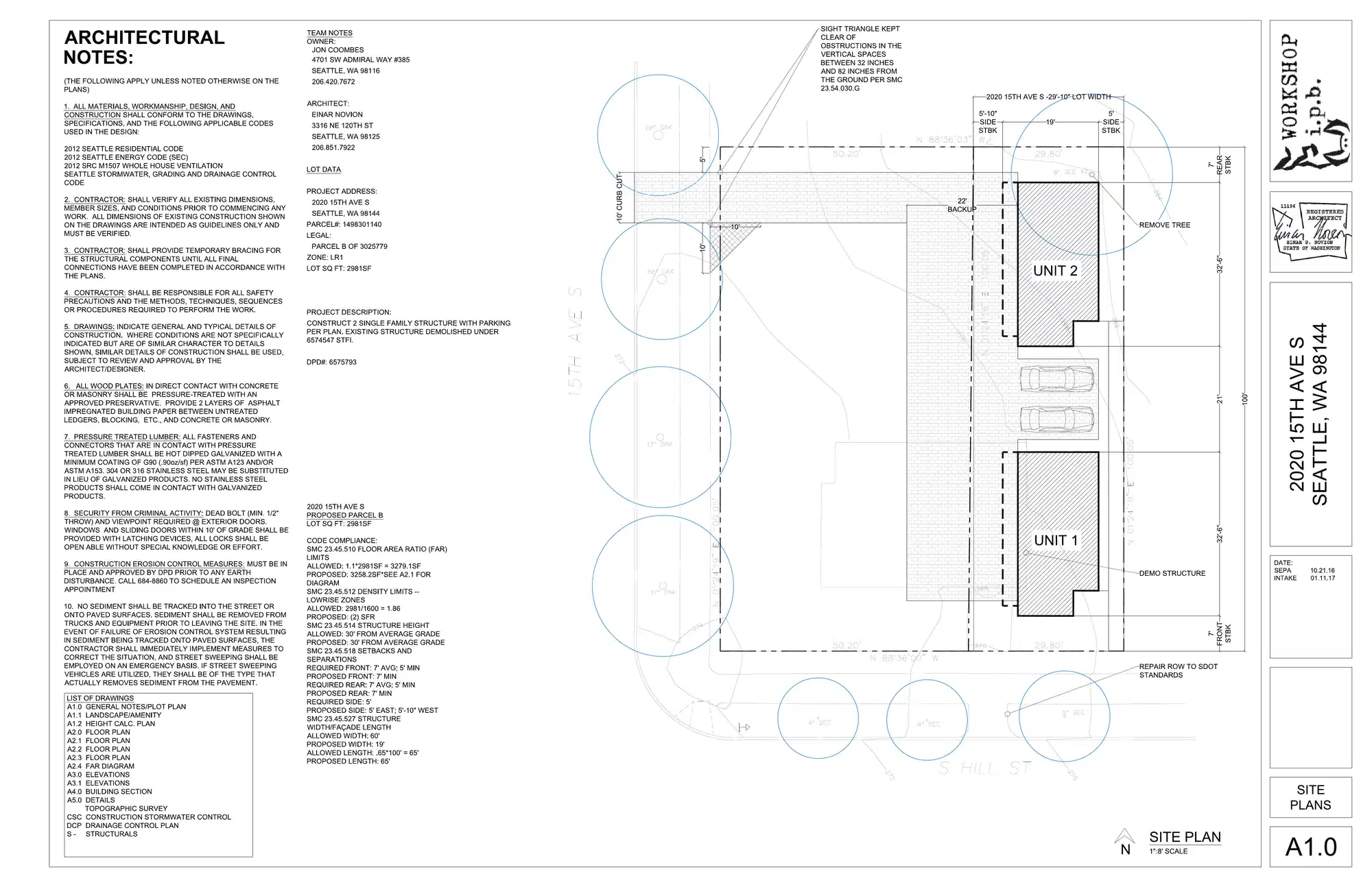 Site plan for 2020 15th Ave S