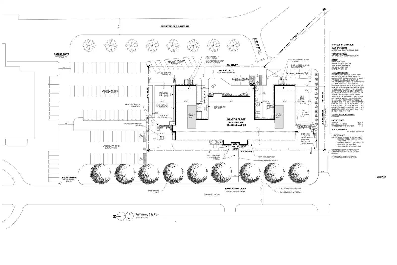 Site plan for 6940 62nd Ave NE