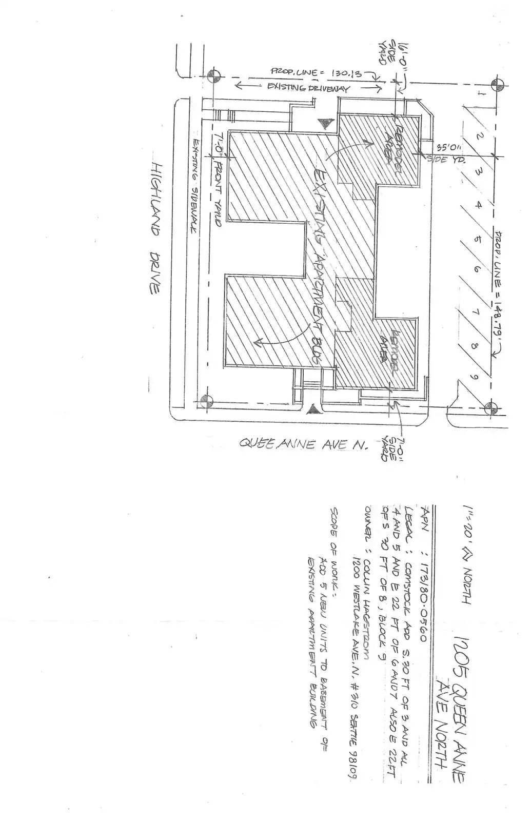 Site plan for 1205 Queen Anne Ave N