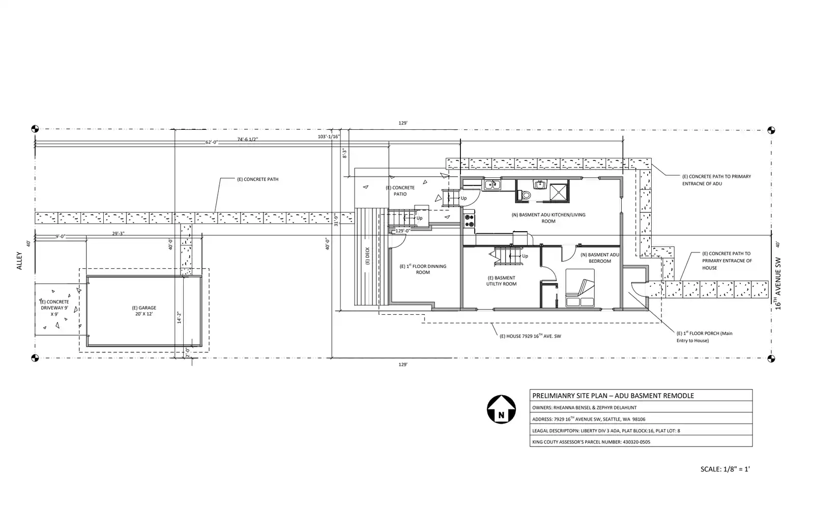 Site plan for 7929 16th Ave SW