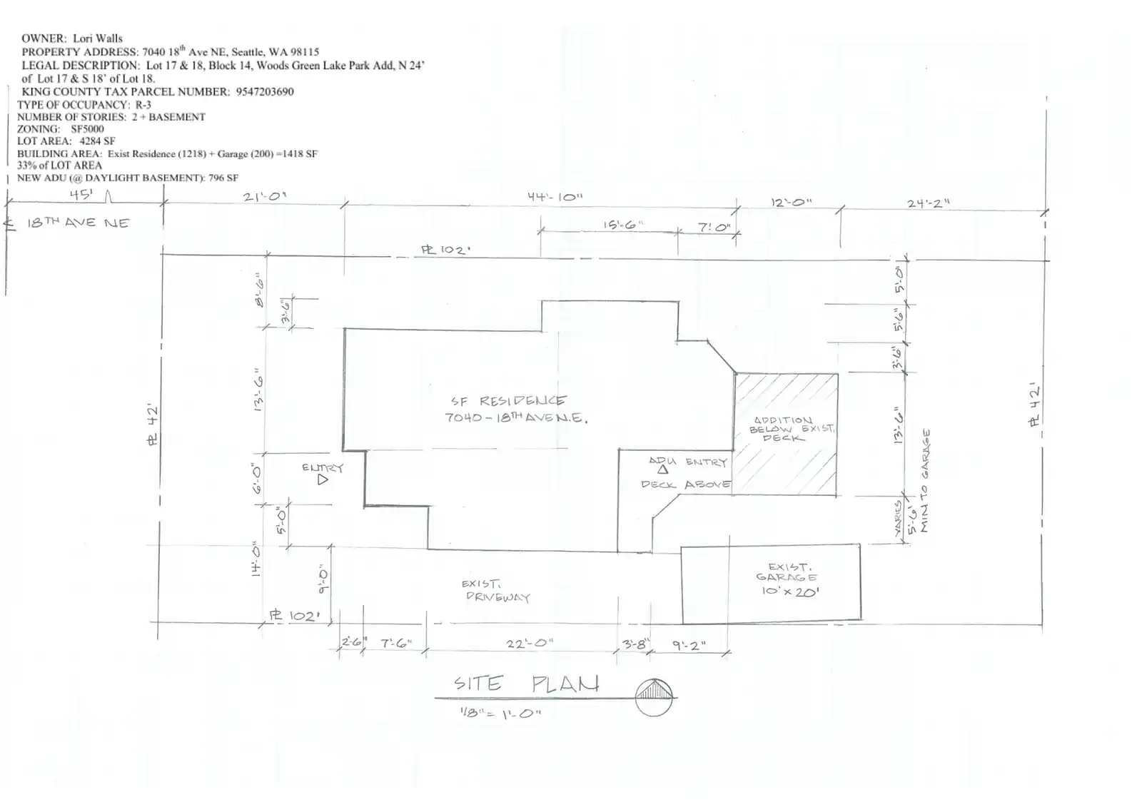 Site plan for 7040 18th Ave NE