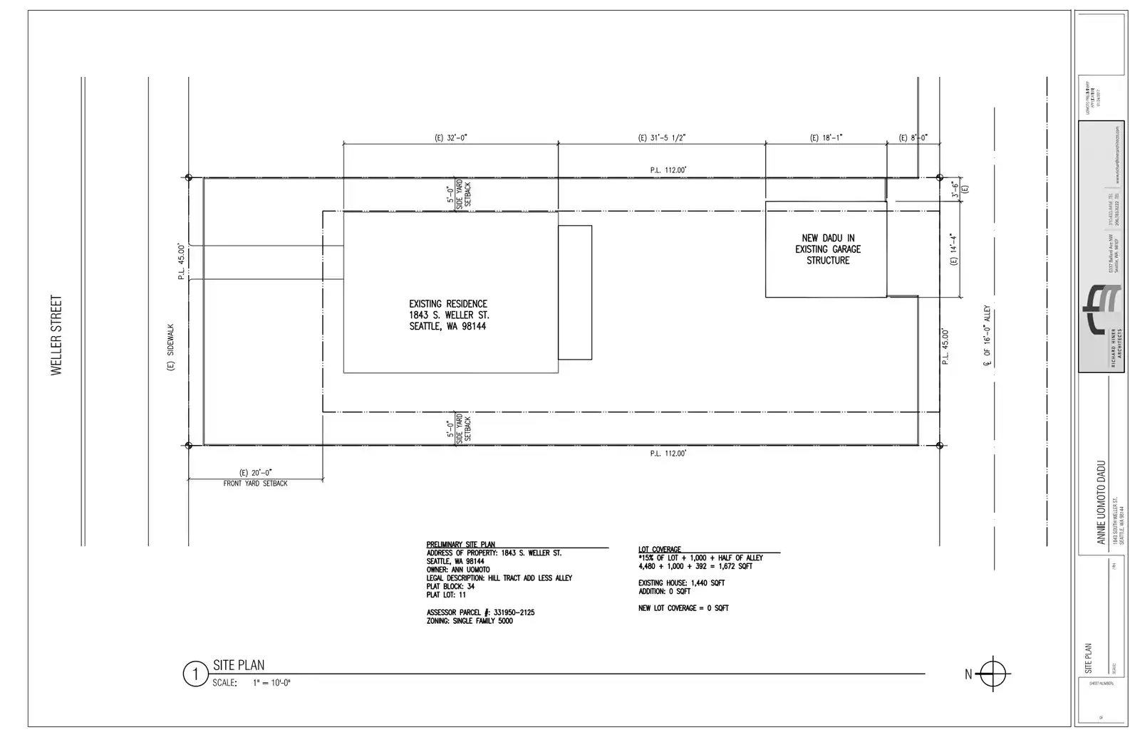 Site plan for 1843 S Weller St