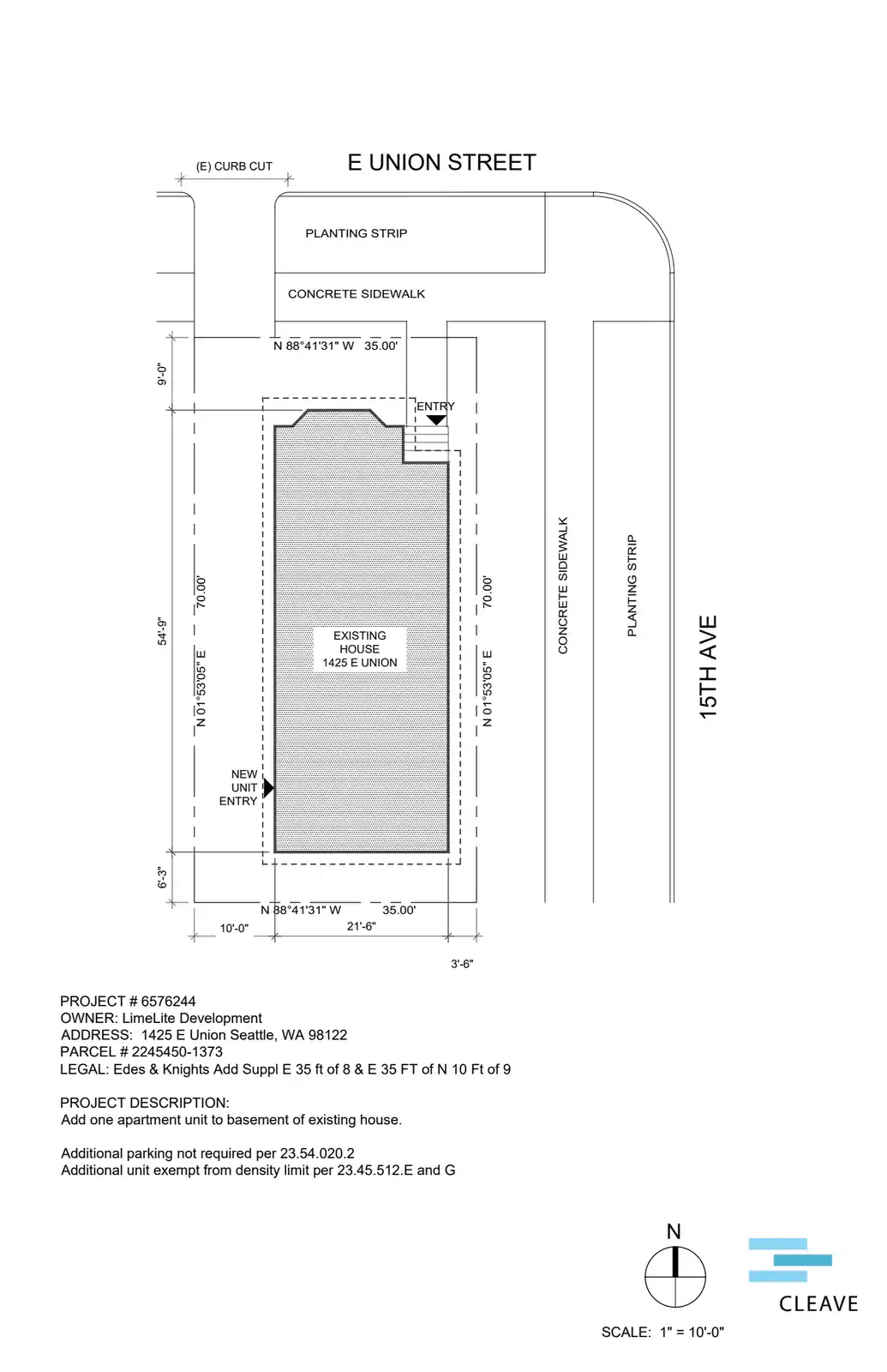 Site plan for 1425 E Union St
