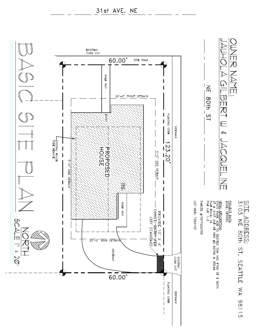 Site plan for 3103 NE 80th St