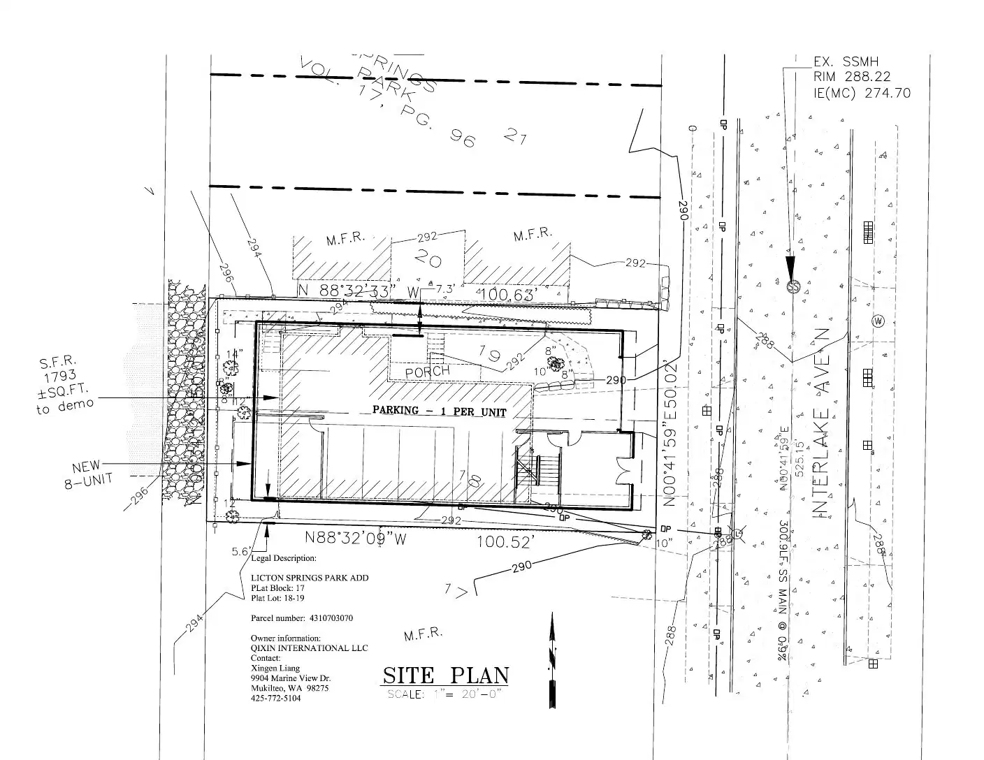Site plan for 9239 Interlake Ave N