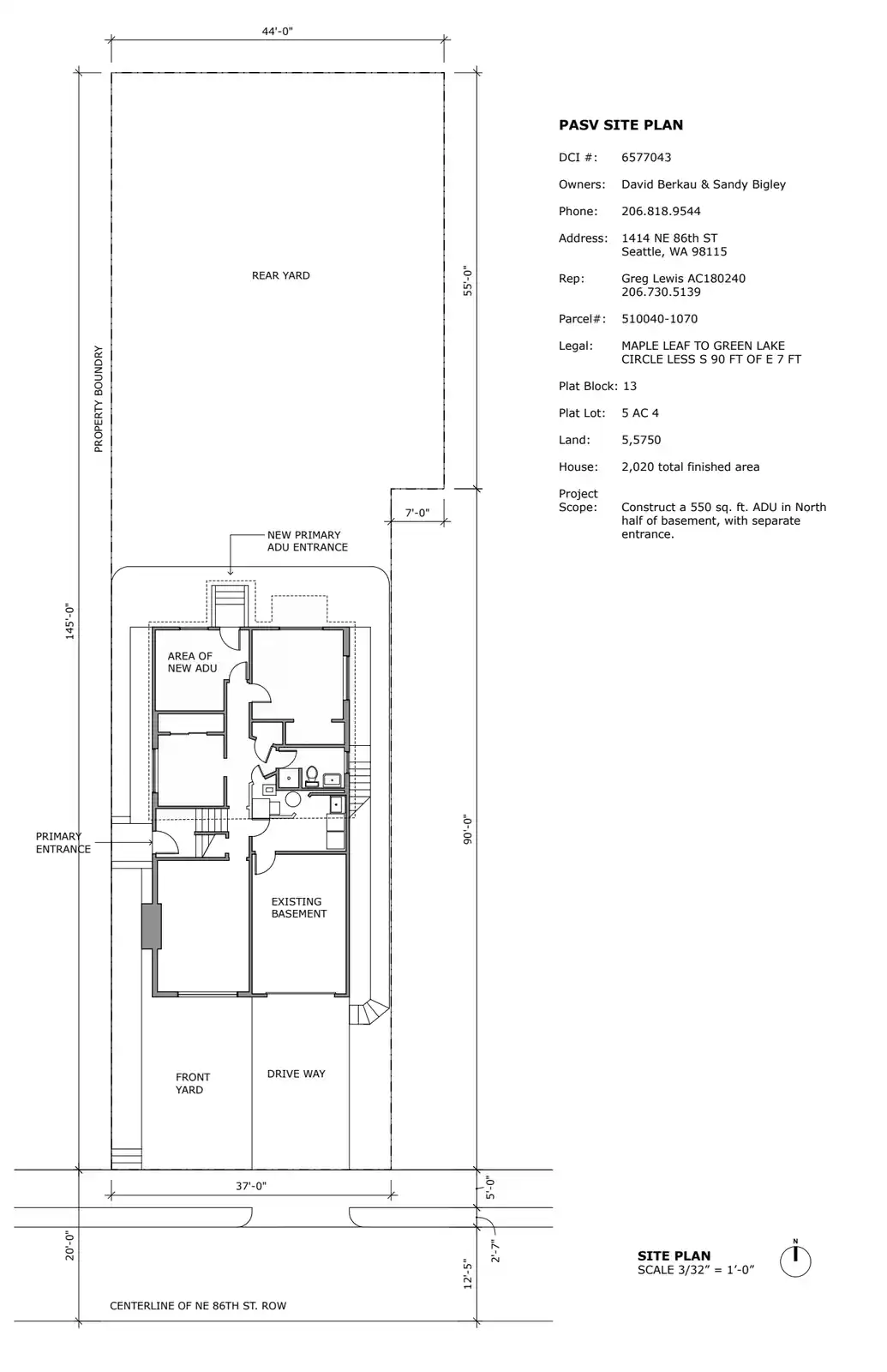 Site plan for 1414 NE 86th St