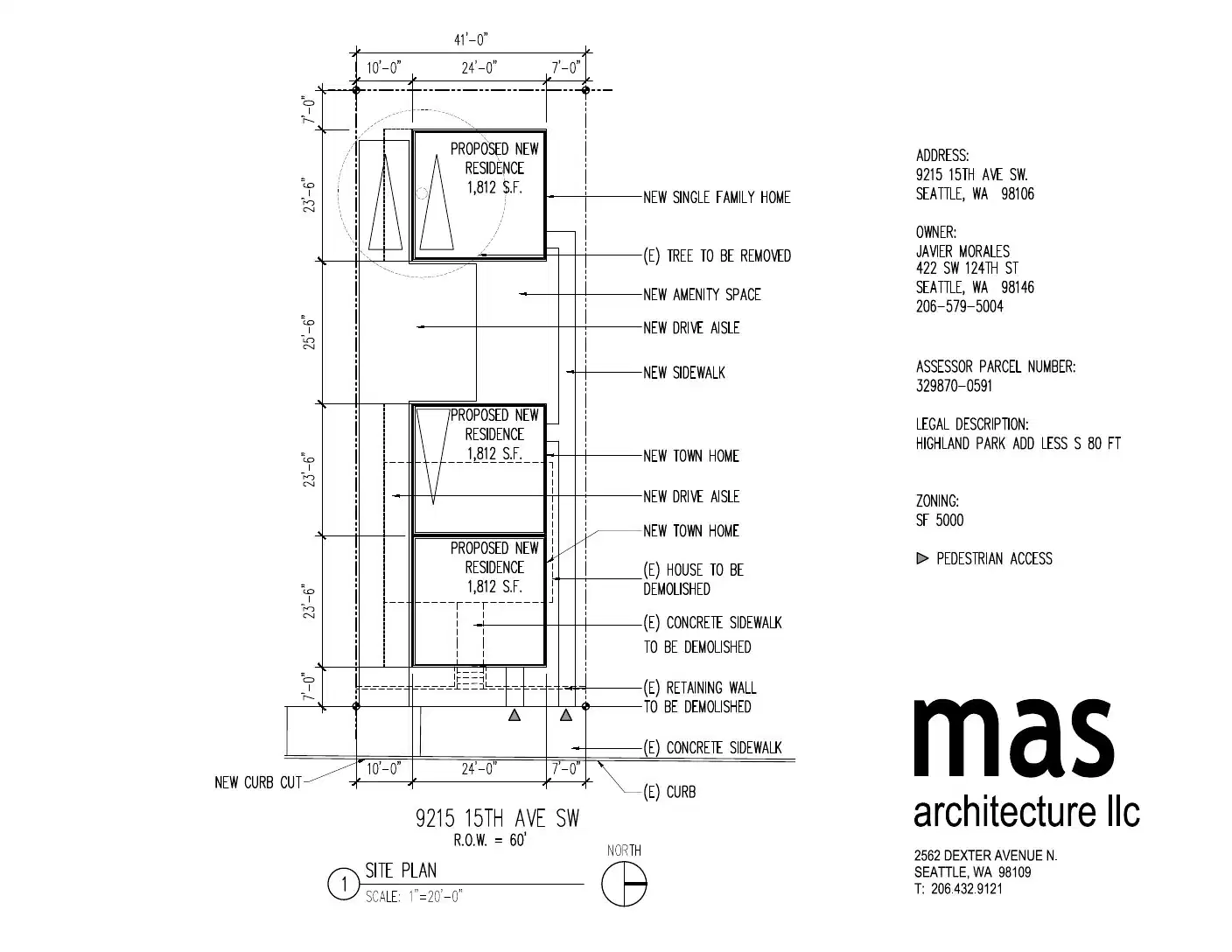 Site plan for 9213 15th Ave SW