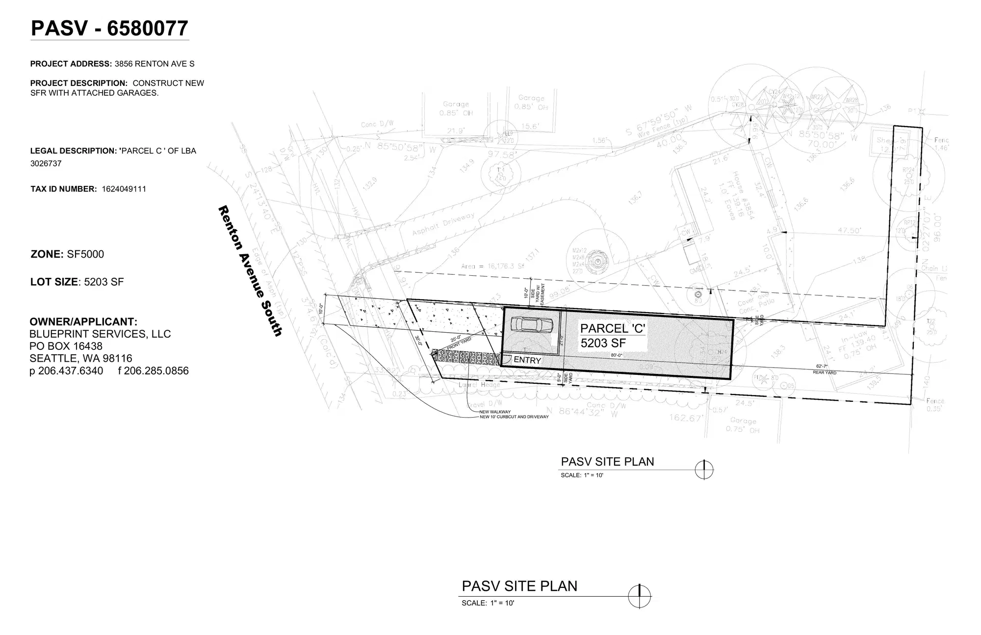 Site plan for 3856 Renton Ave S