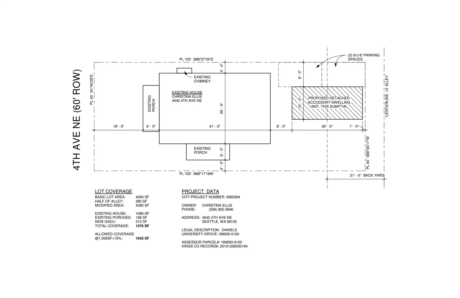 Site plan for 4542 4th Ave NE
