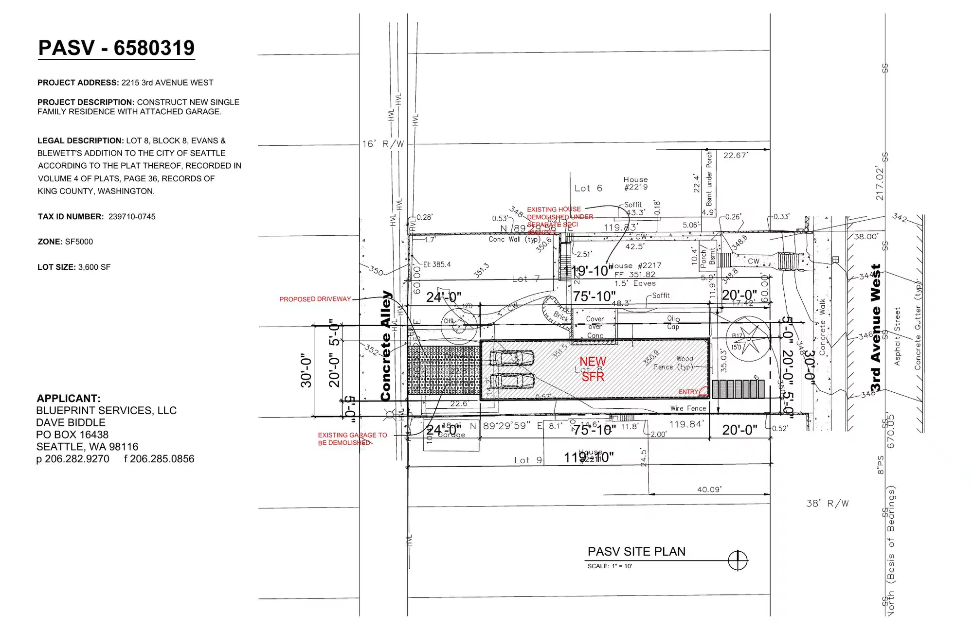 Site plan for 2215 3rd Ave W