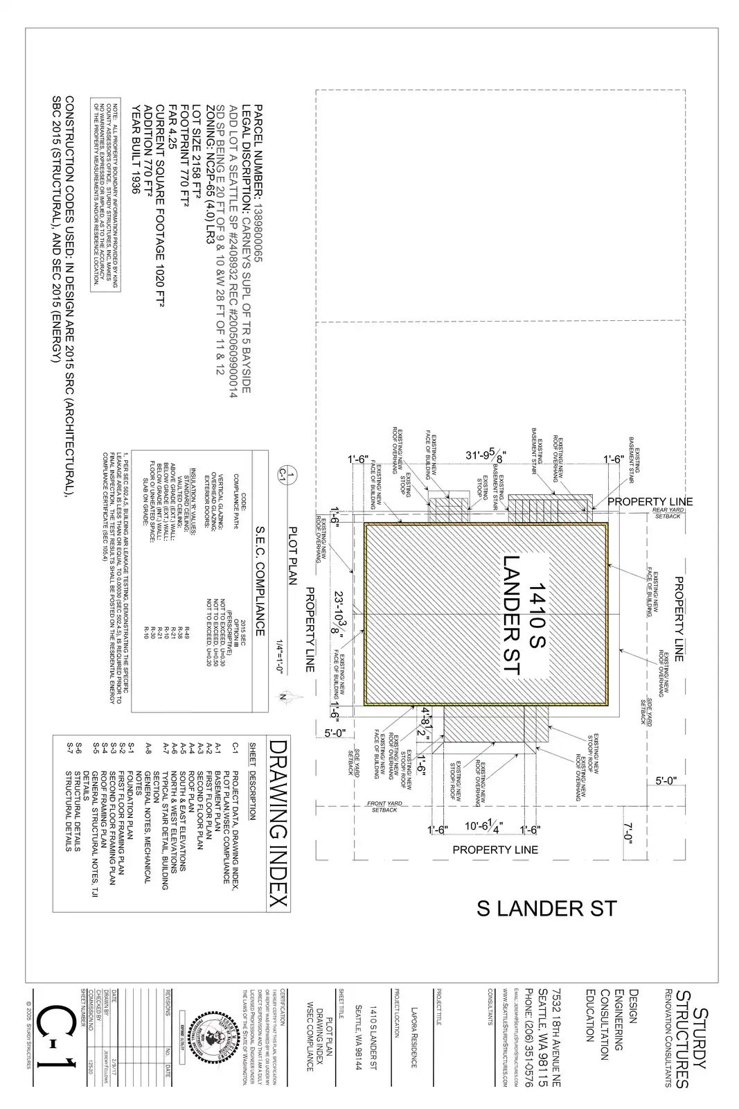 Site plan for 1410 S Lander St