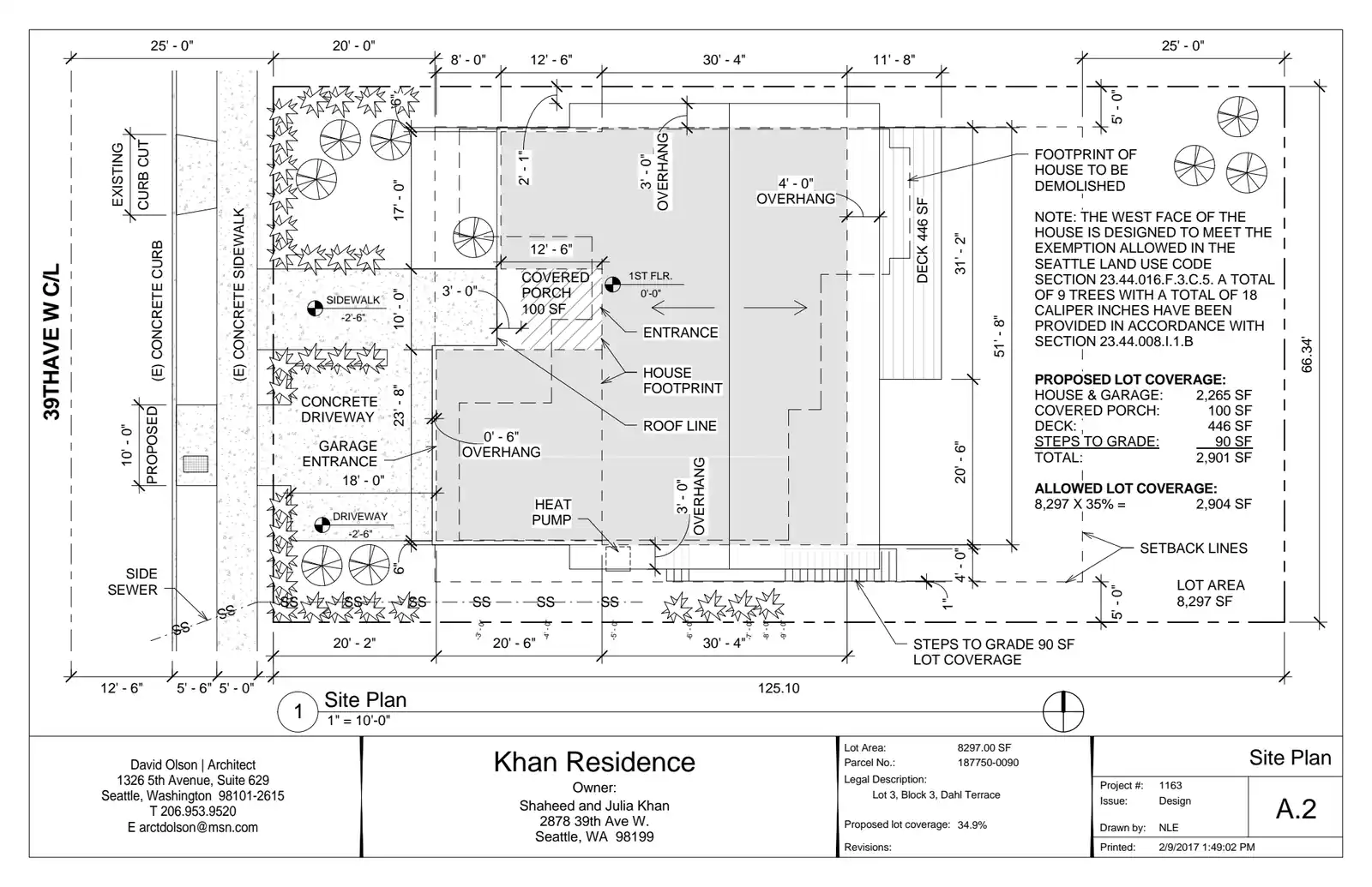 Site plan for 2878 39th Ave W