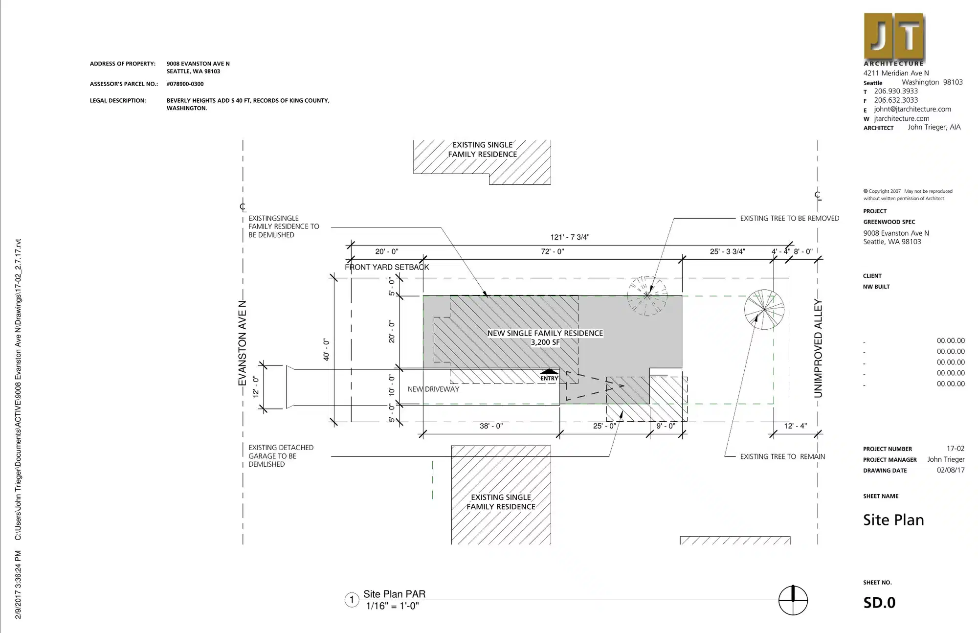 Site plan for 9008 Evanston Ave N