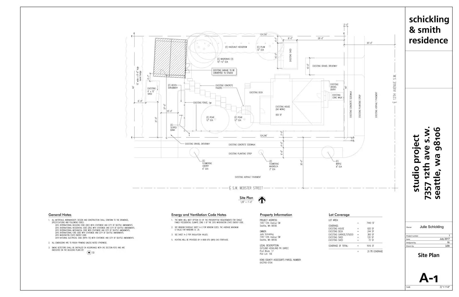 Site plan for 7357 12th Ave SW