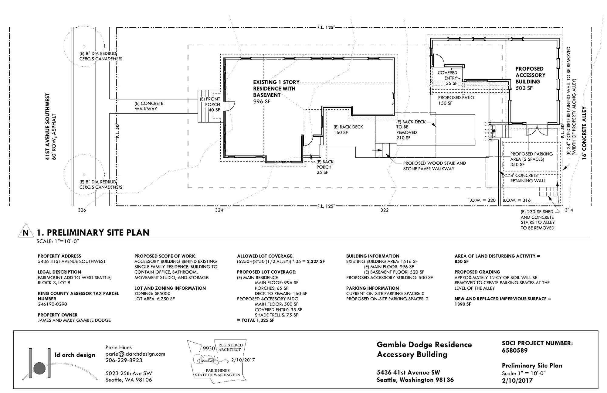 Site plan for 5436 41st Ave SW