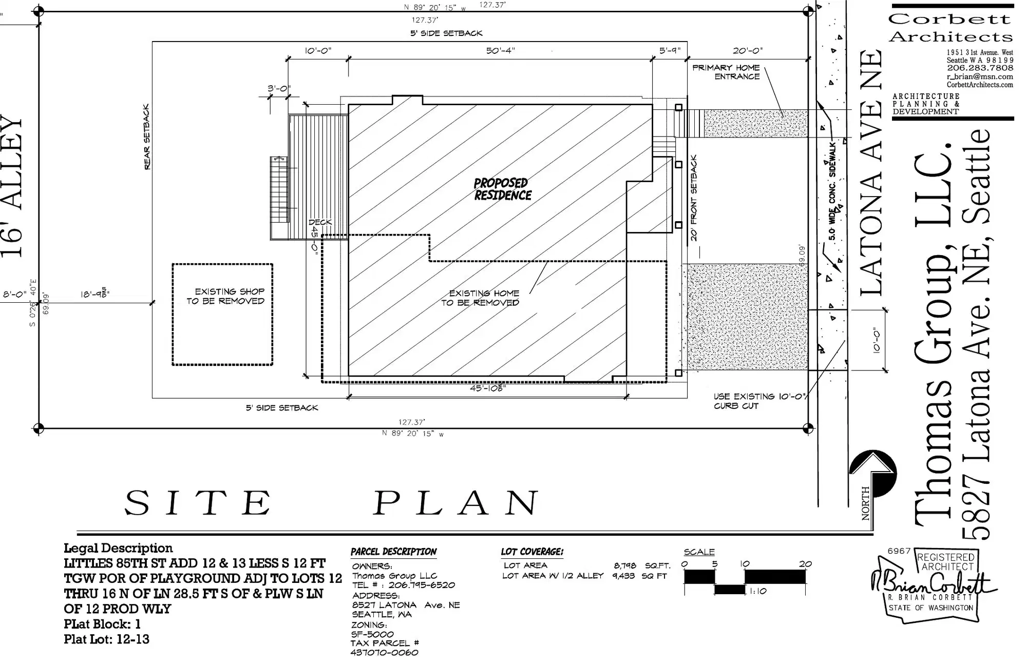 Site plan for 8527 Latona Ave NE
