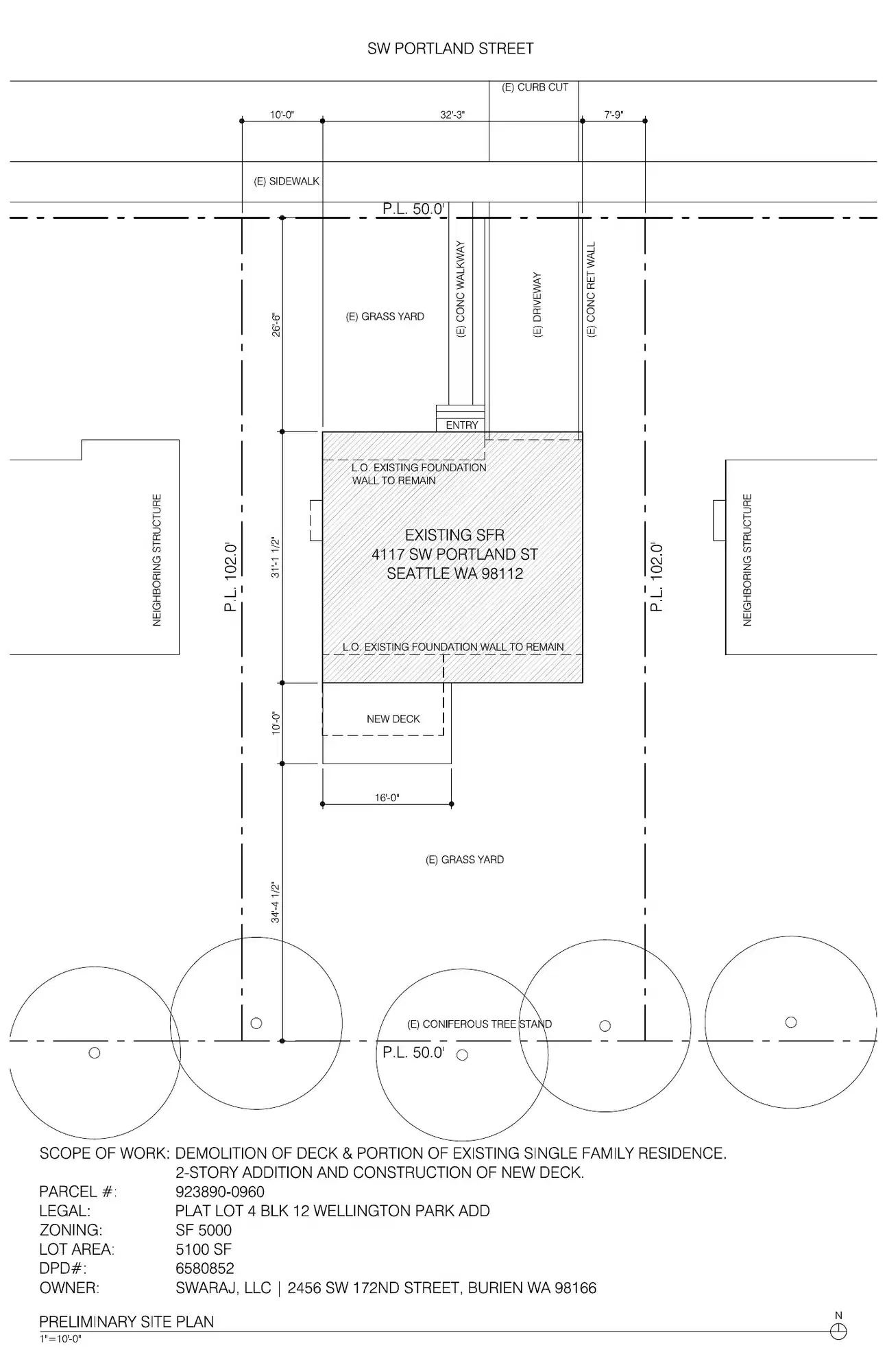 Site plan for 4117 SW Portland St
