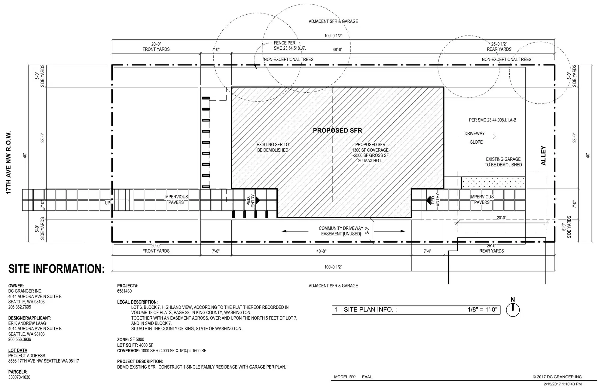 Site plan for 8536 17th Ave NW
