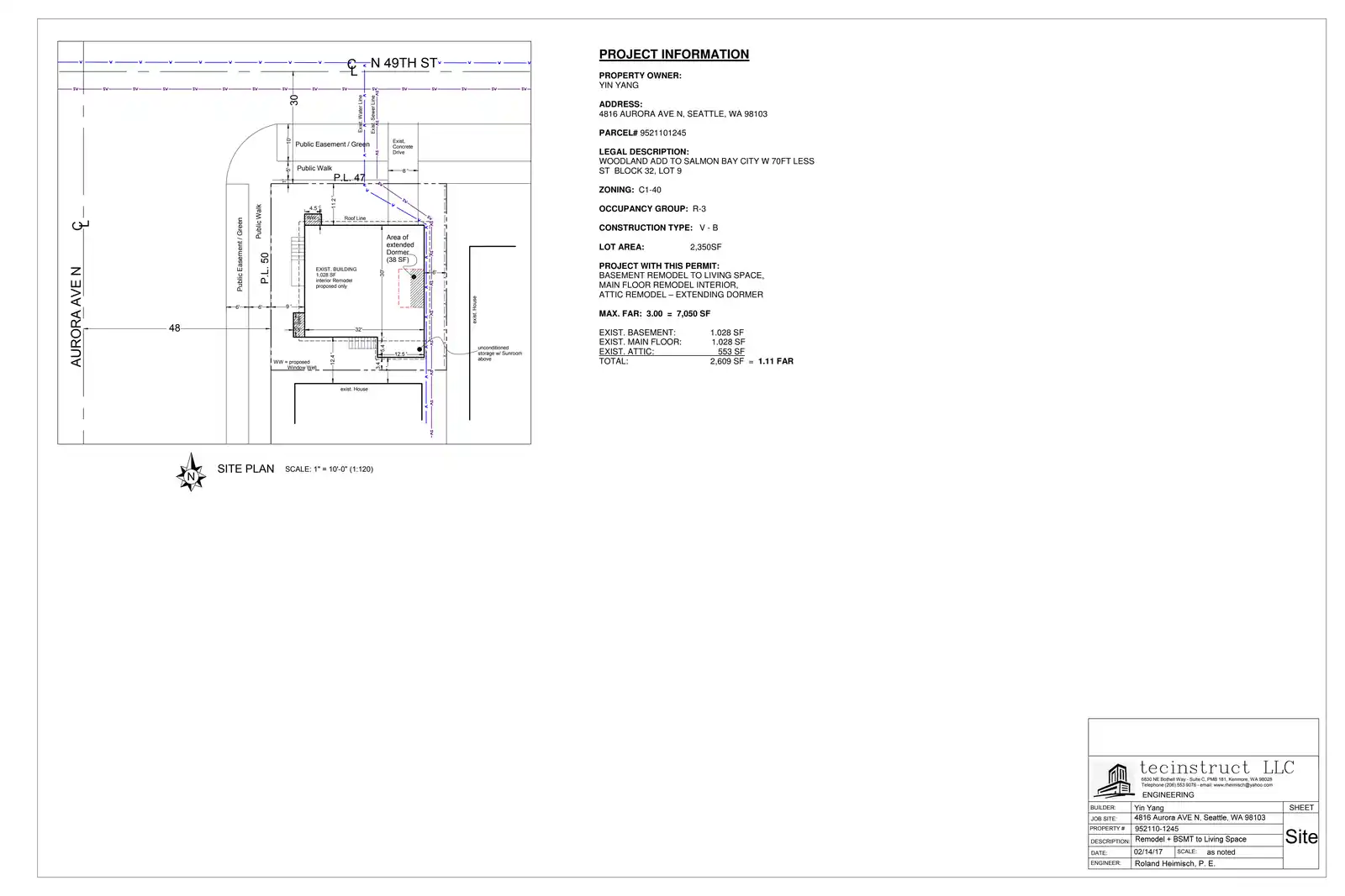 Site plan for 4816 Aurora Ave N