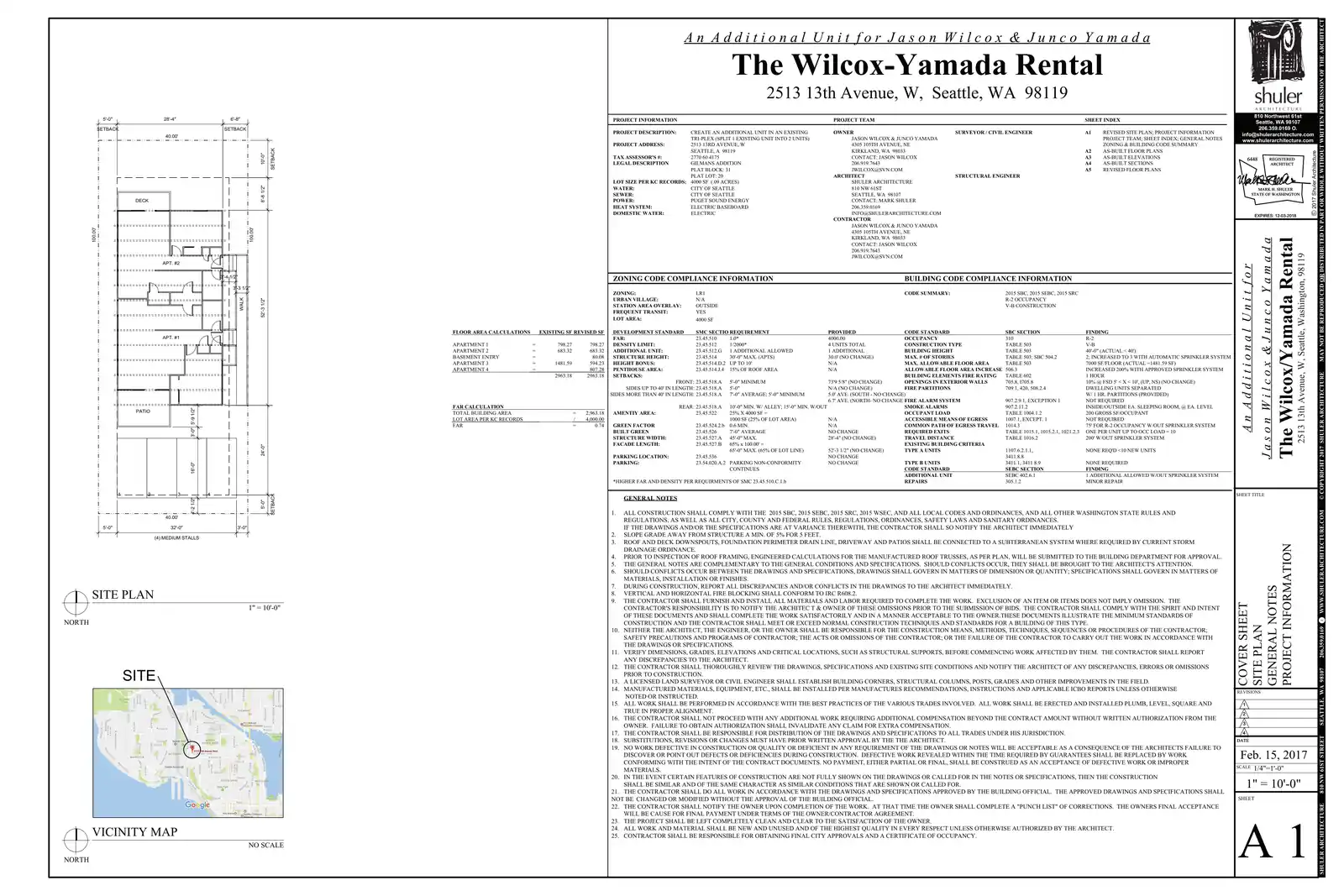 Site plan for 2513 13th Ave W