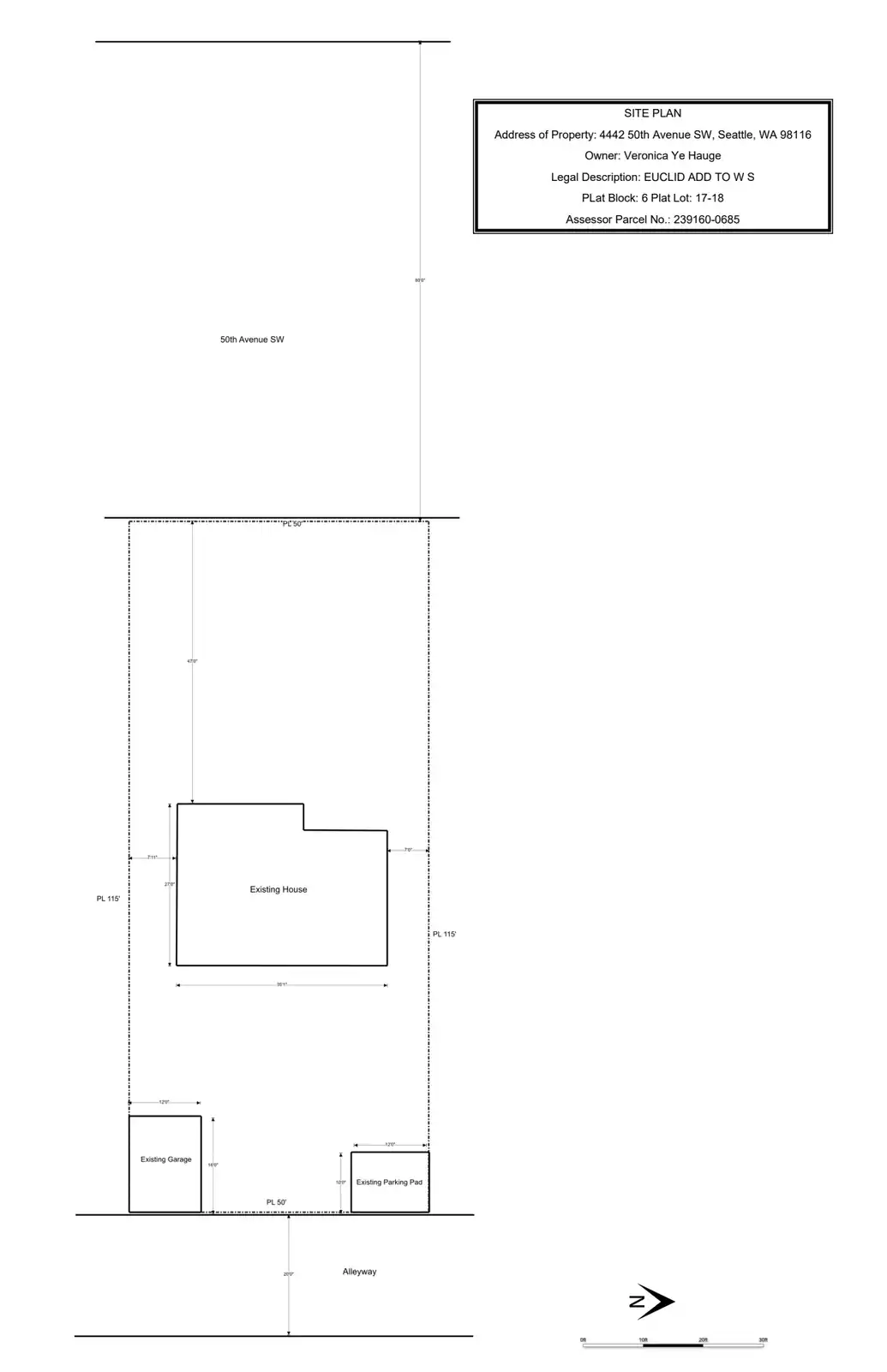 Site plan for 4442 50th Ave SW
