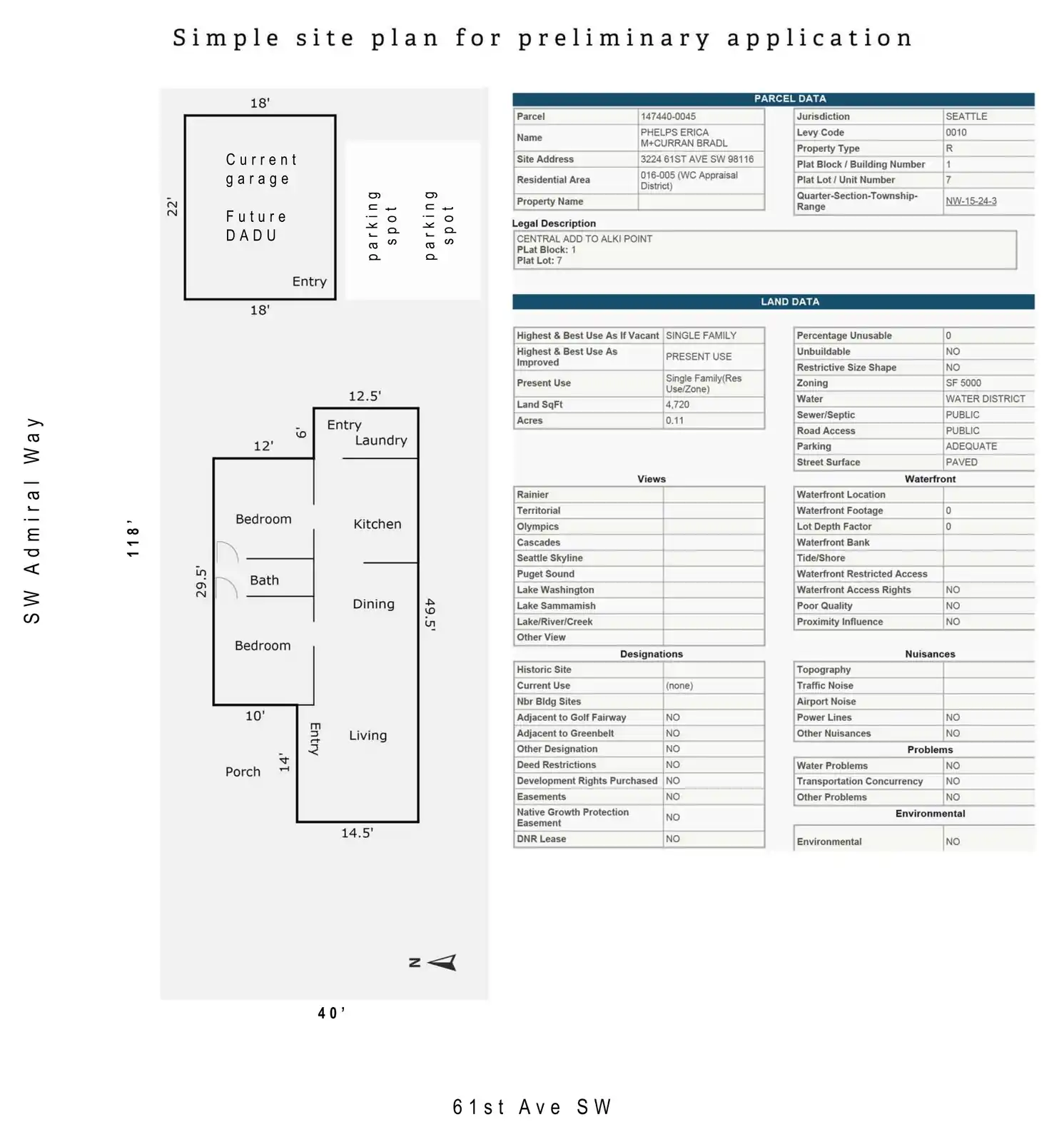 Site plan for 3224 61st Ave SW