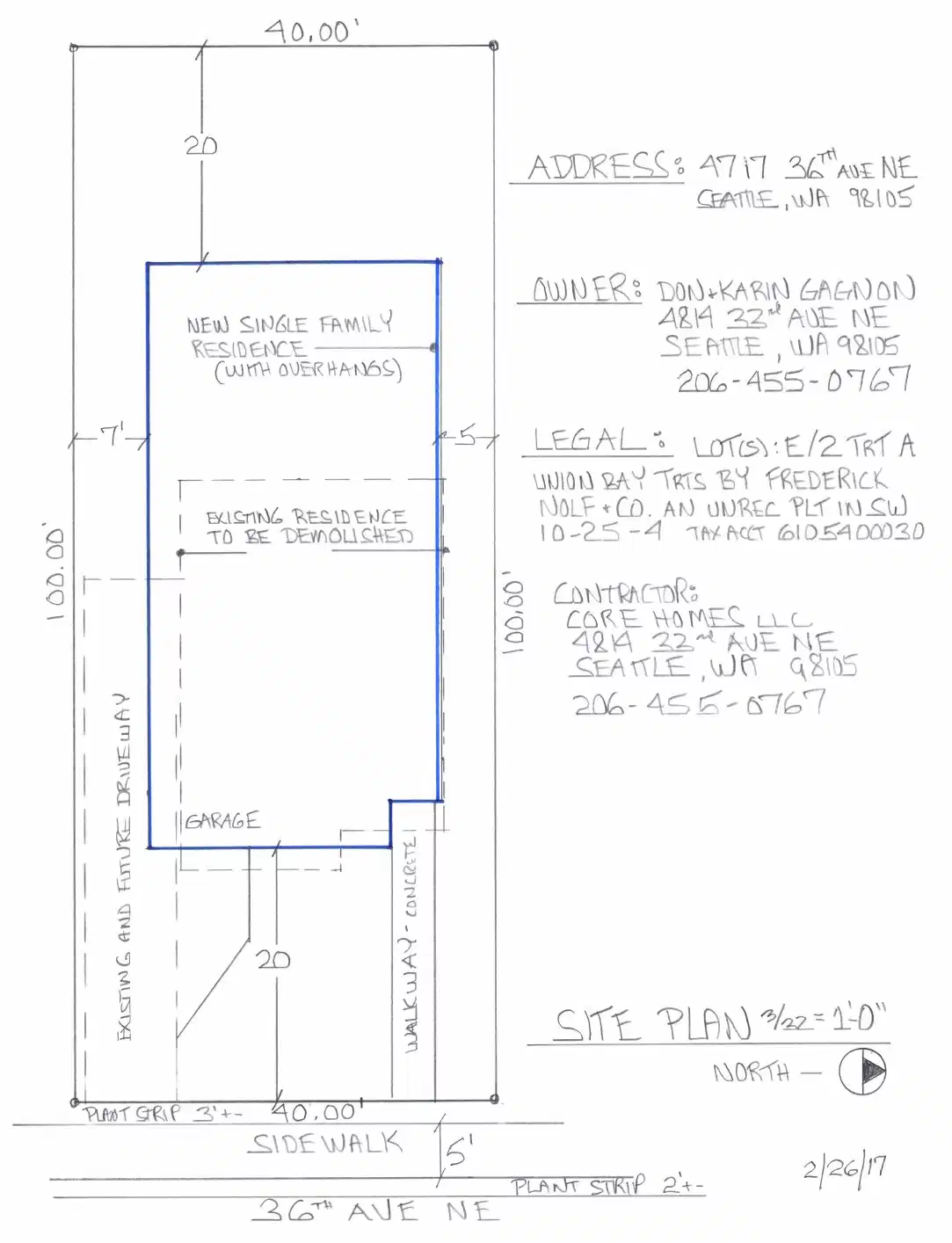 Site plan for 4517 36th Ave NE