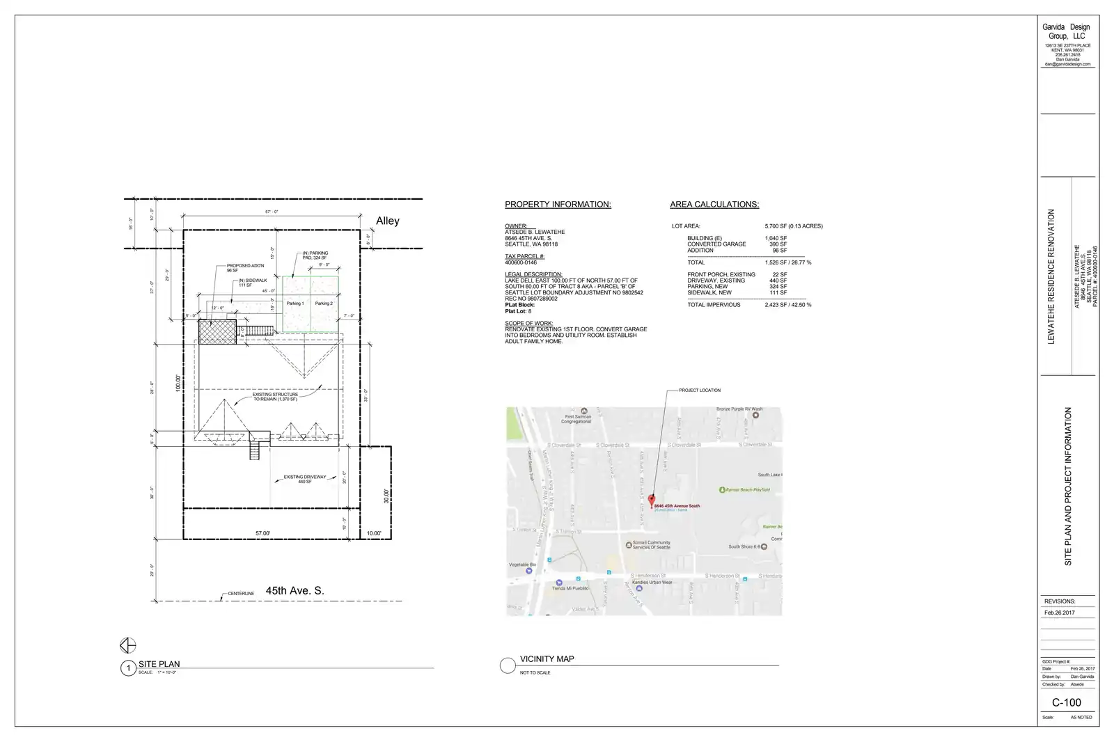 Site plan for 8646 45th Ave S