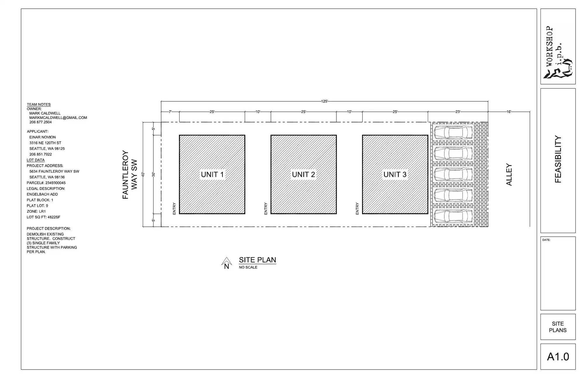 Site plan for 5634 A Fauntleroy Way SW
