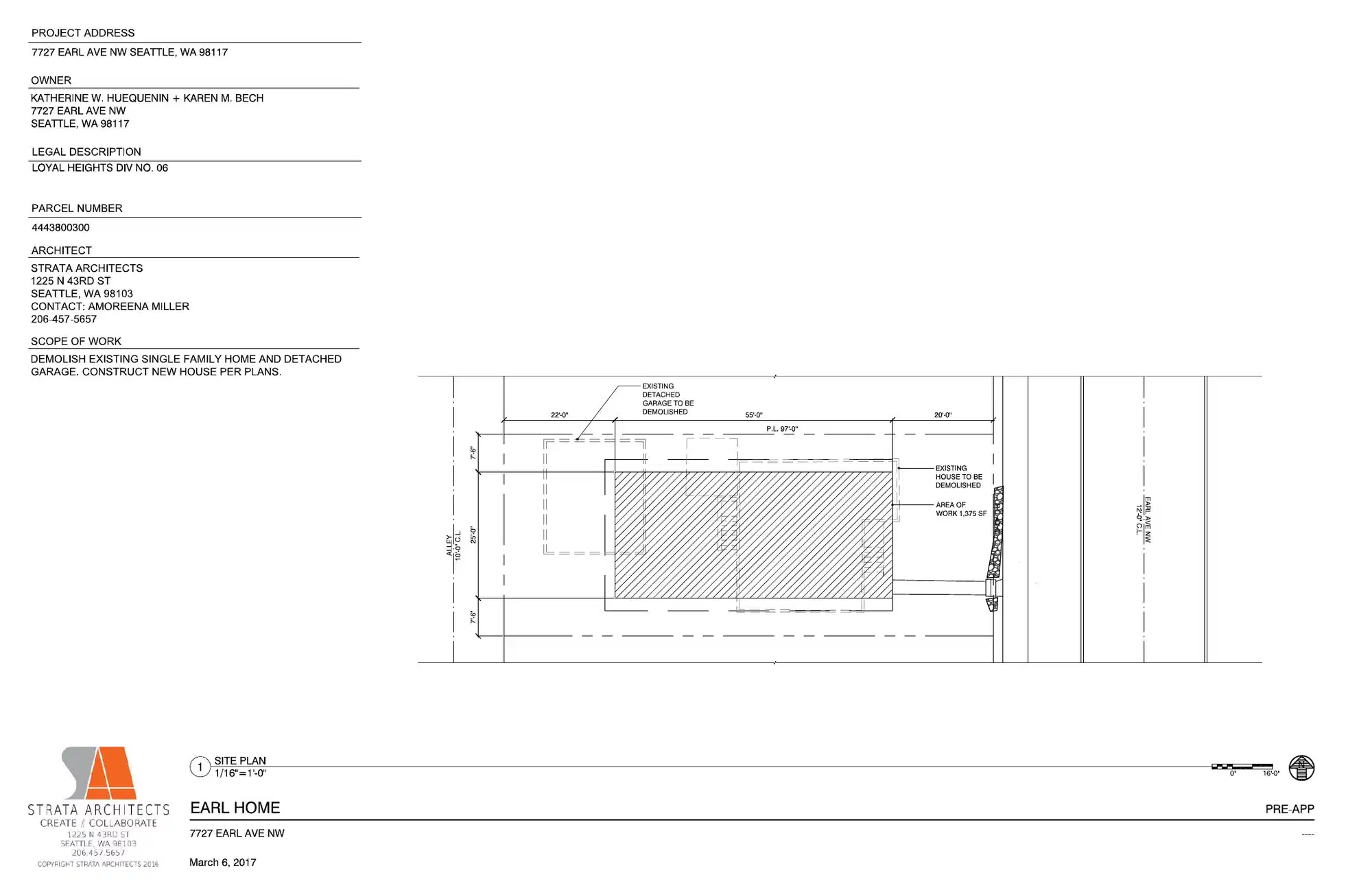 Site plan for 7727 Earl Ave NW