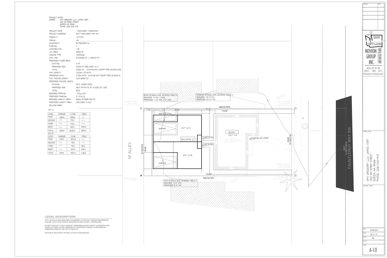 Site plan for 6017 Fauntleroy Way SW