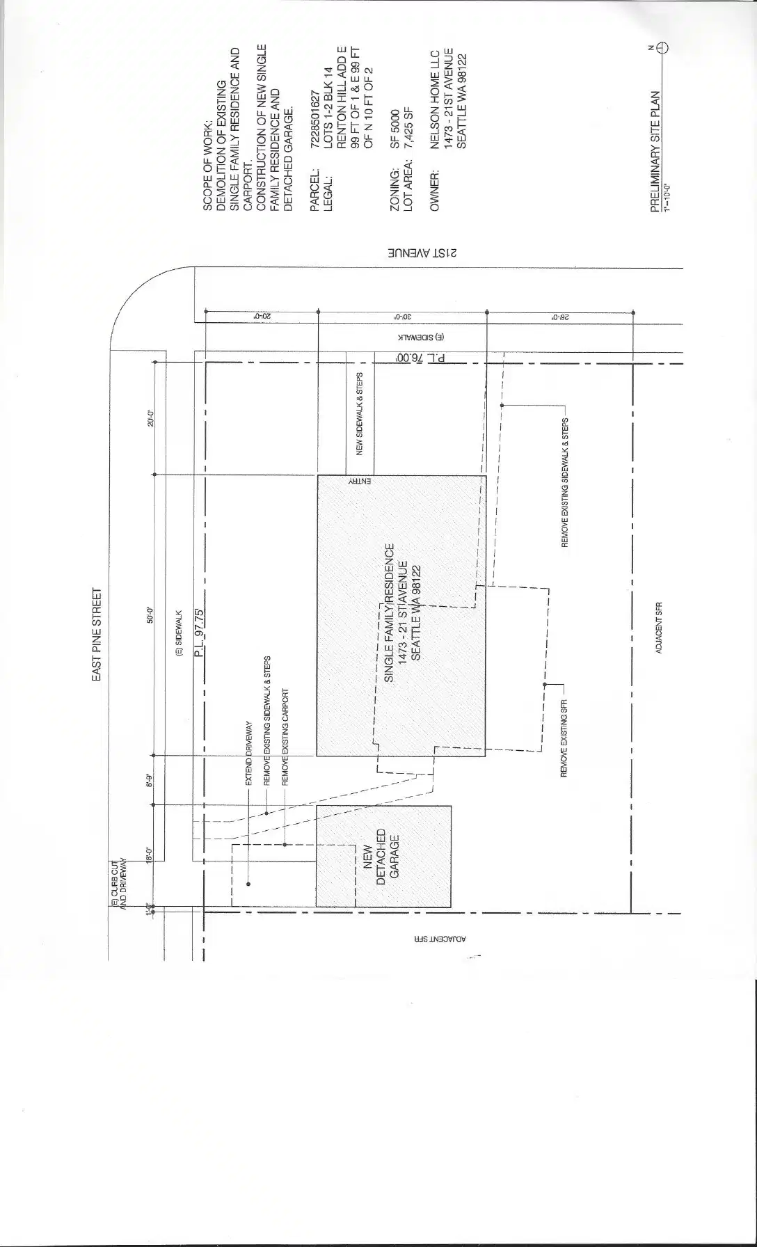 Site plan for 1473 21st Ave