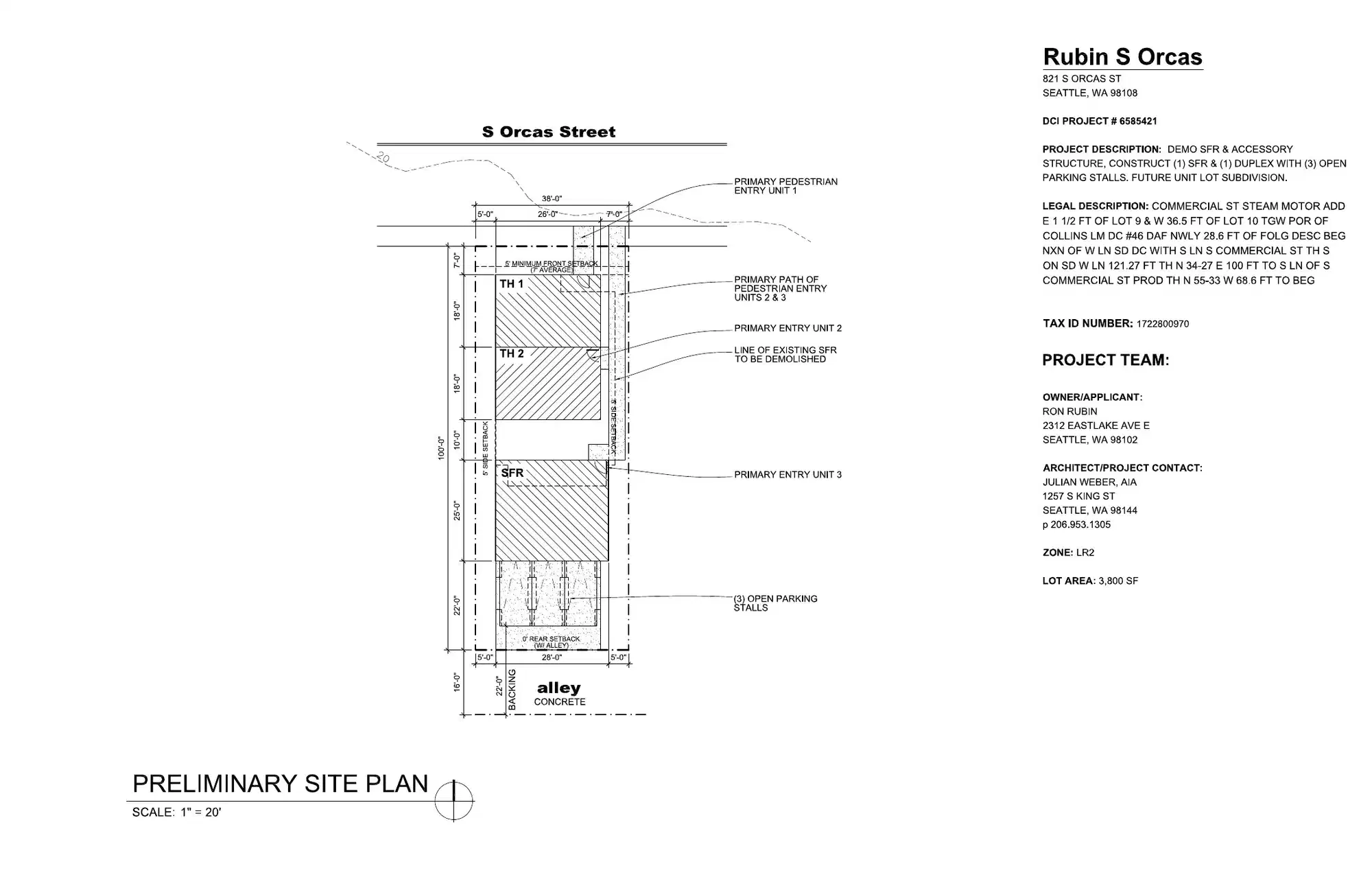 Site plan for 821 A S Orcas St