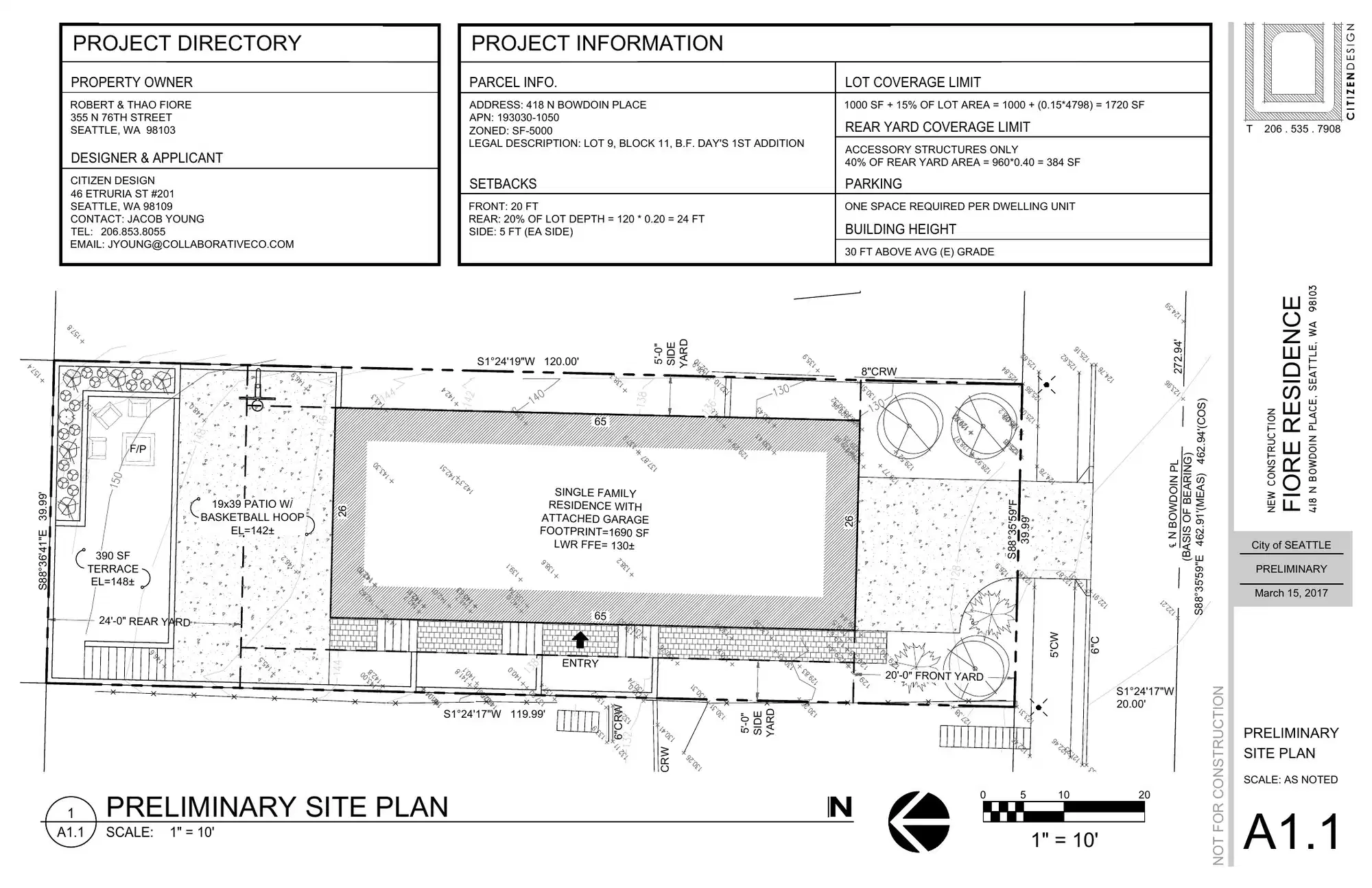 Site plan for 418 N Bowdoin Pl