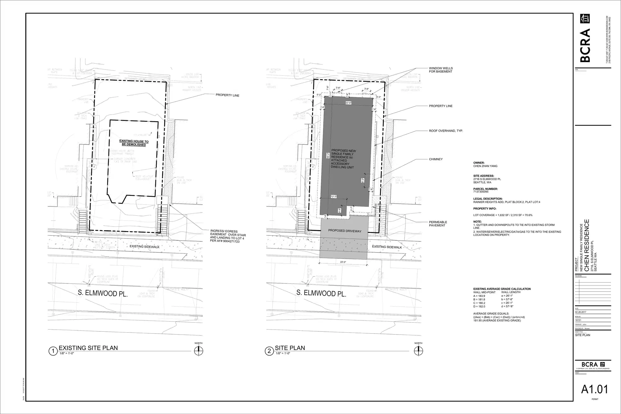Site plan for 2716 S Elmwood Pl