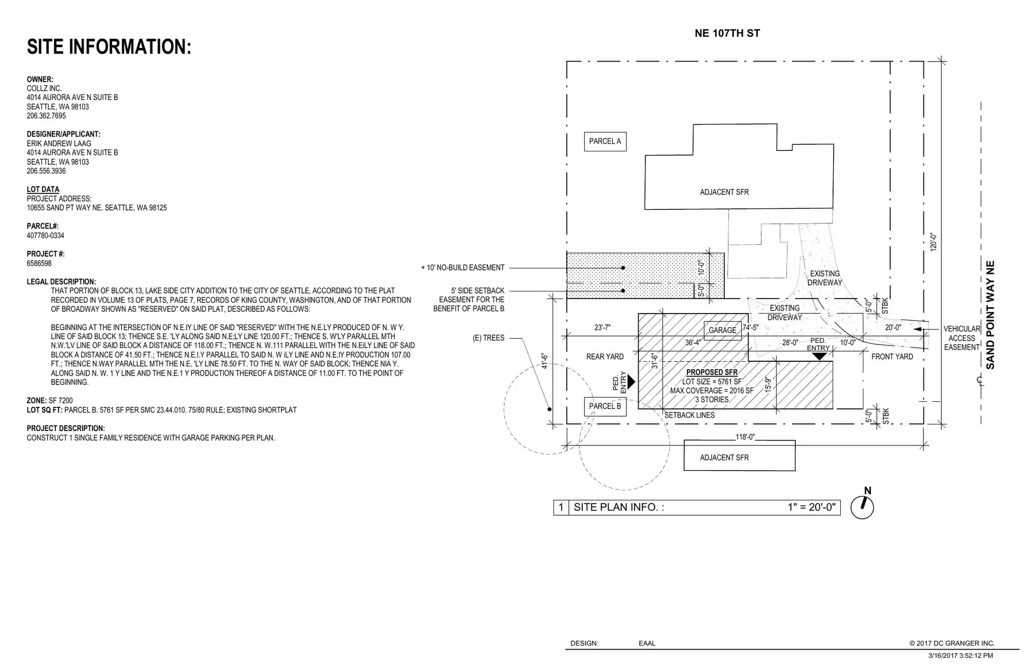 Site plan for 10655 Sand Point Way NE