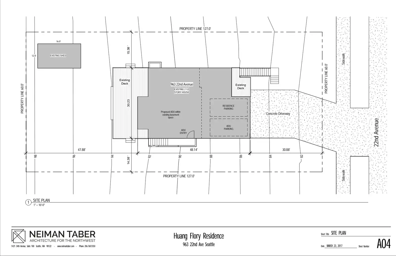 Site plan for 963 22nd Ave