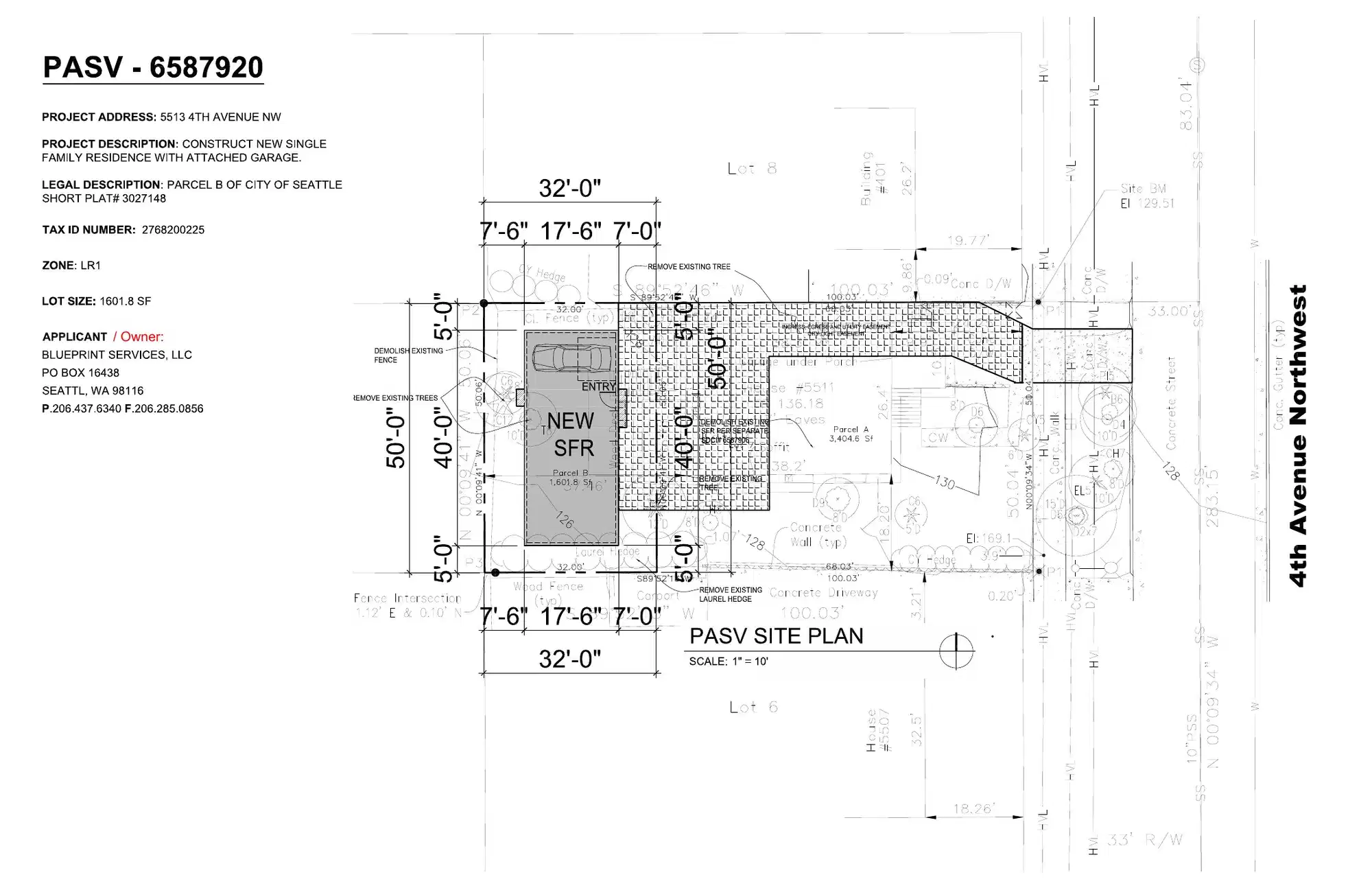 Site plan for 5513 4th Ave NW