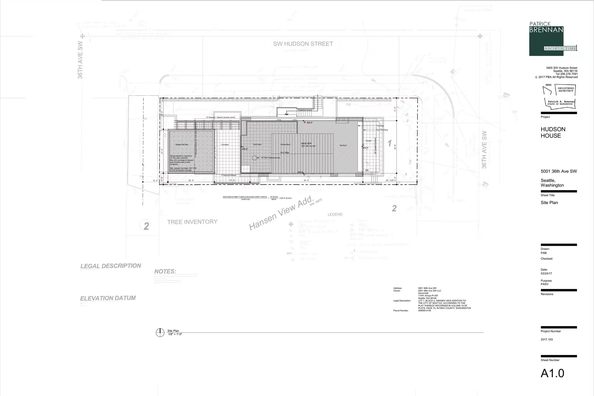 Site plan for 3601 SW Hudson St