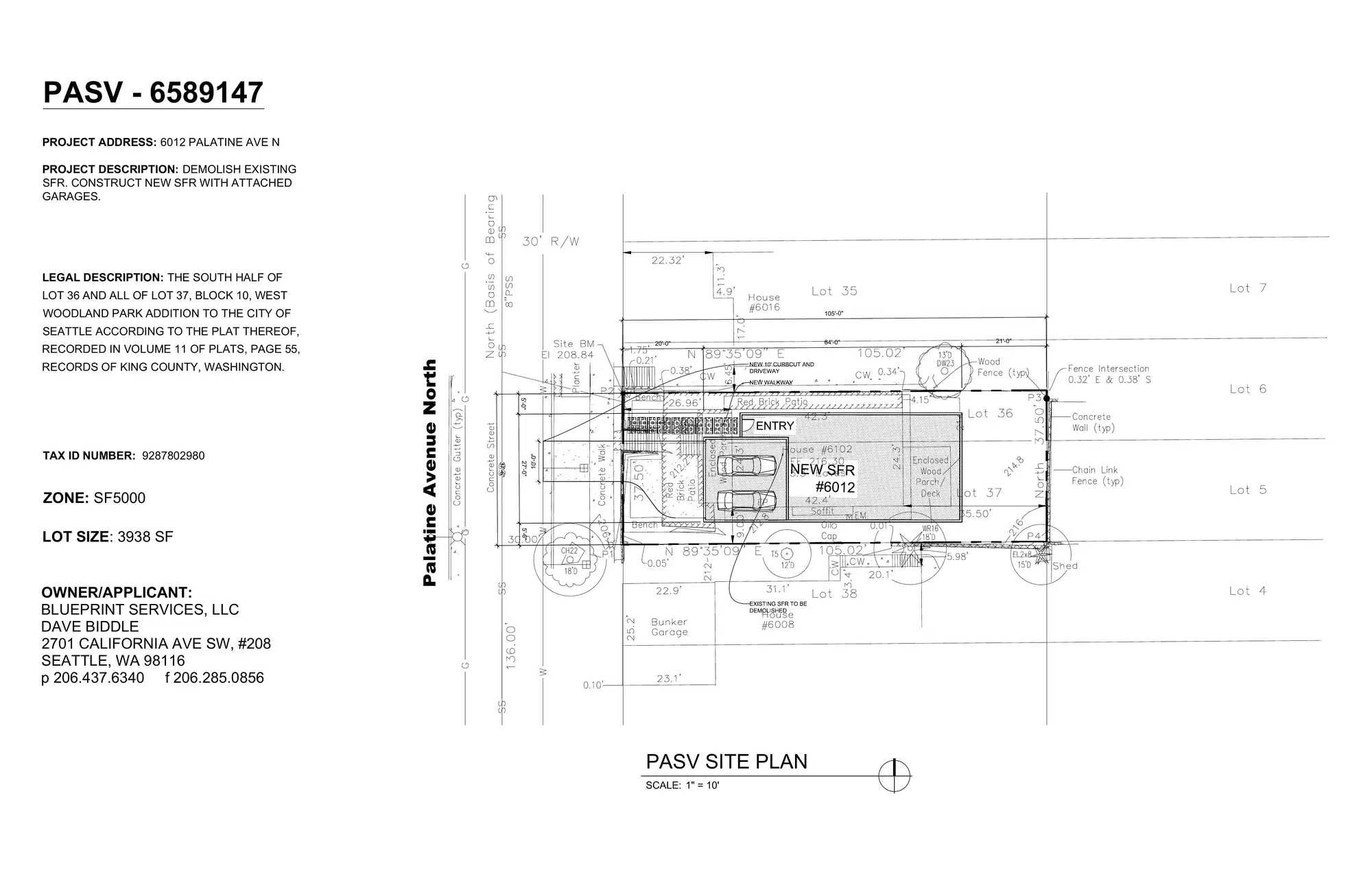 Site plan for 6012 Palatine Ave N