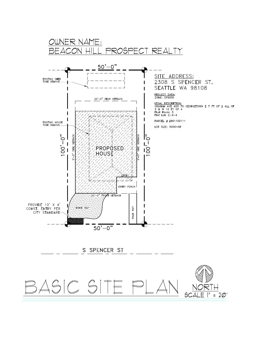 Site plan for 2308 S Spencer St