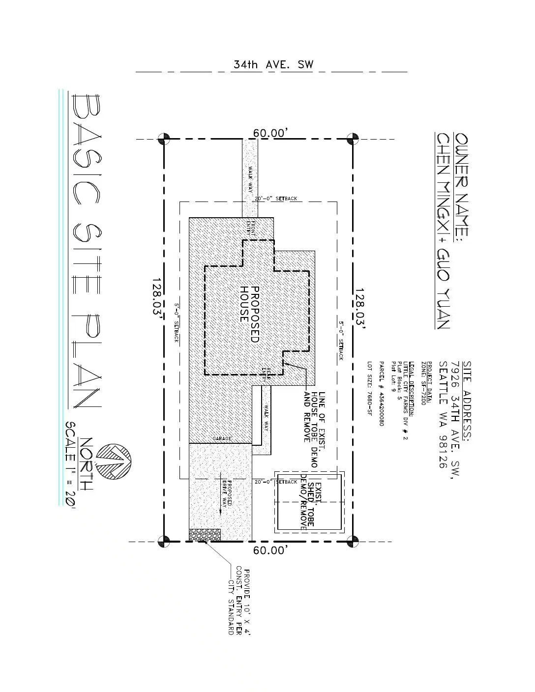 Site plan for 7926 34th Ave SW
