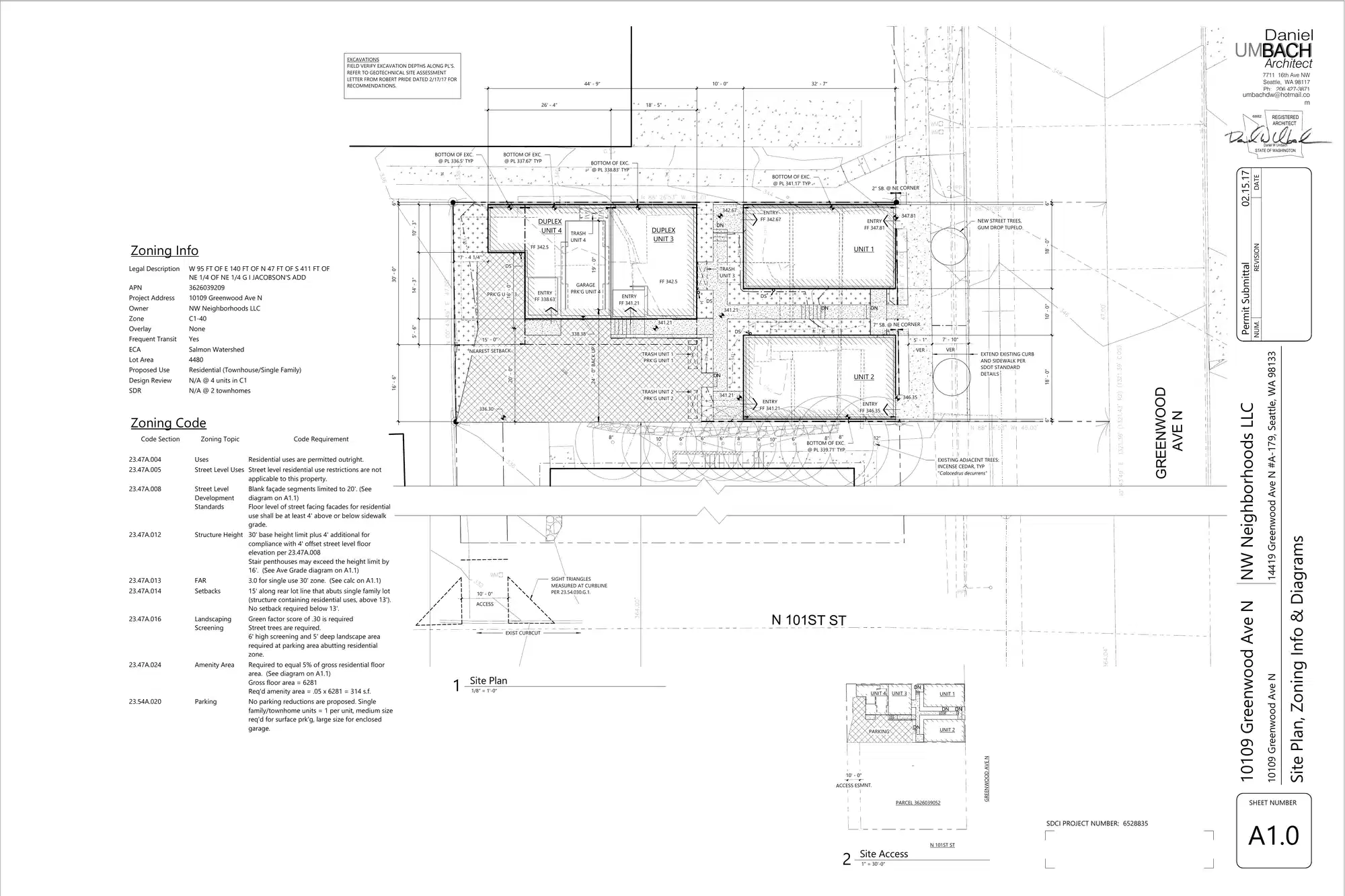 Site plan for 218 N 101st St