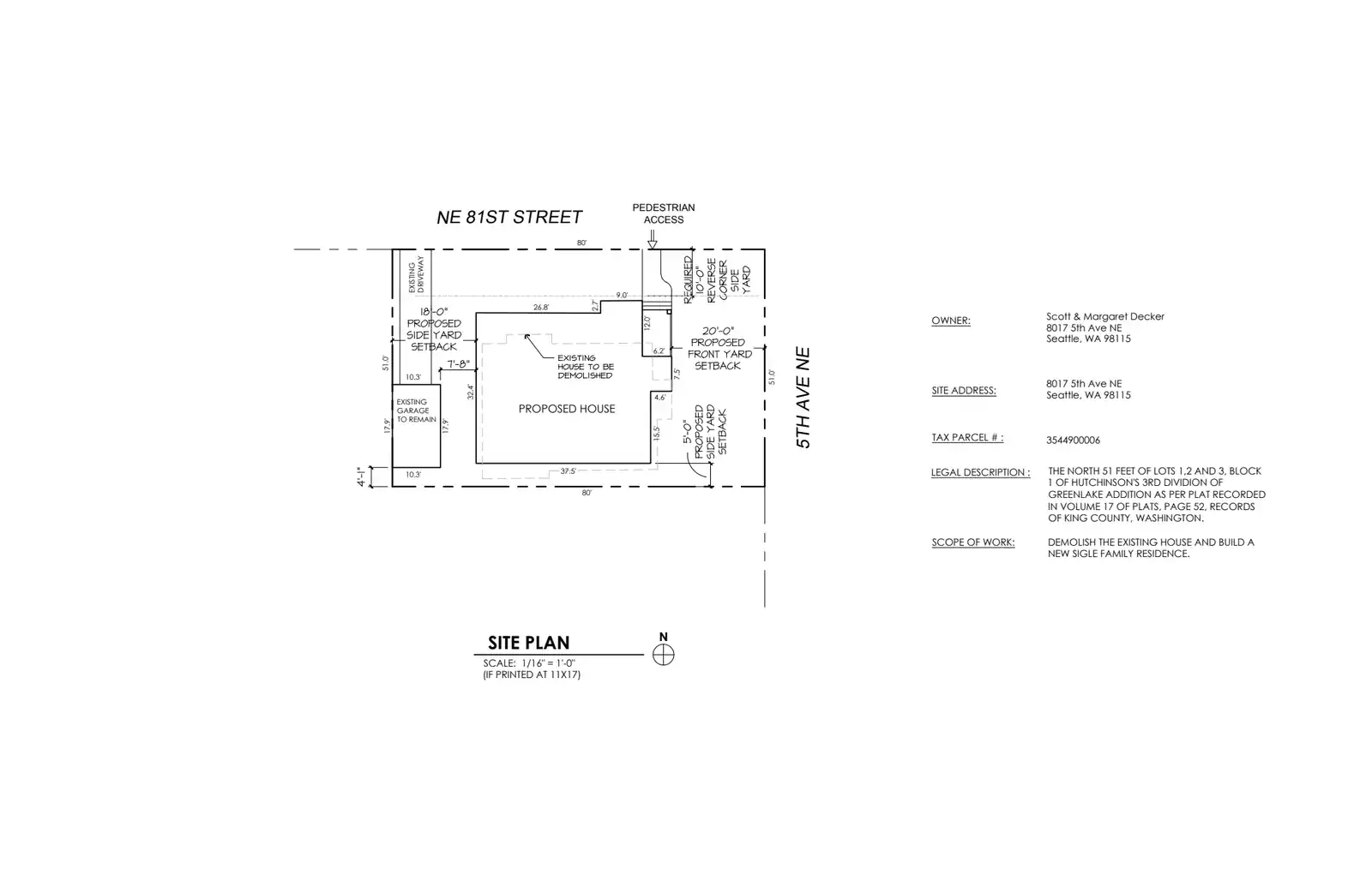 Site plan for 8017 5th Ave NE