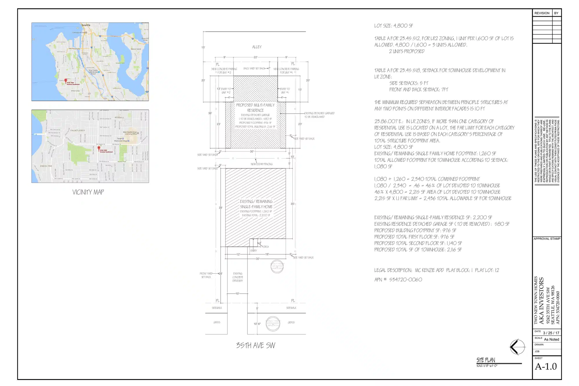 Site plan for 9244 35th Ave SW